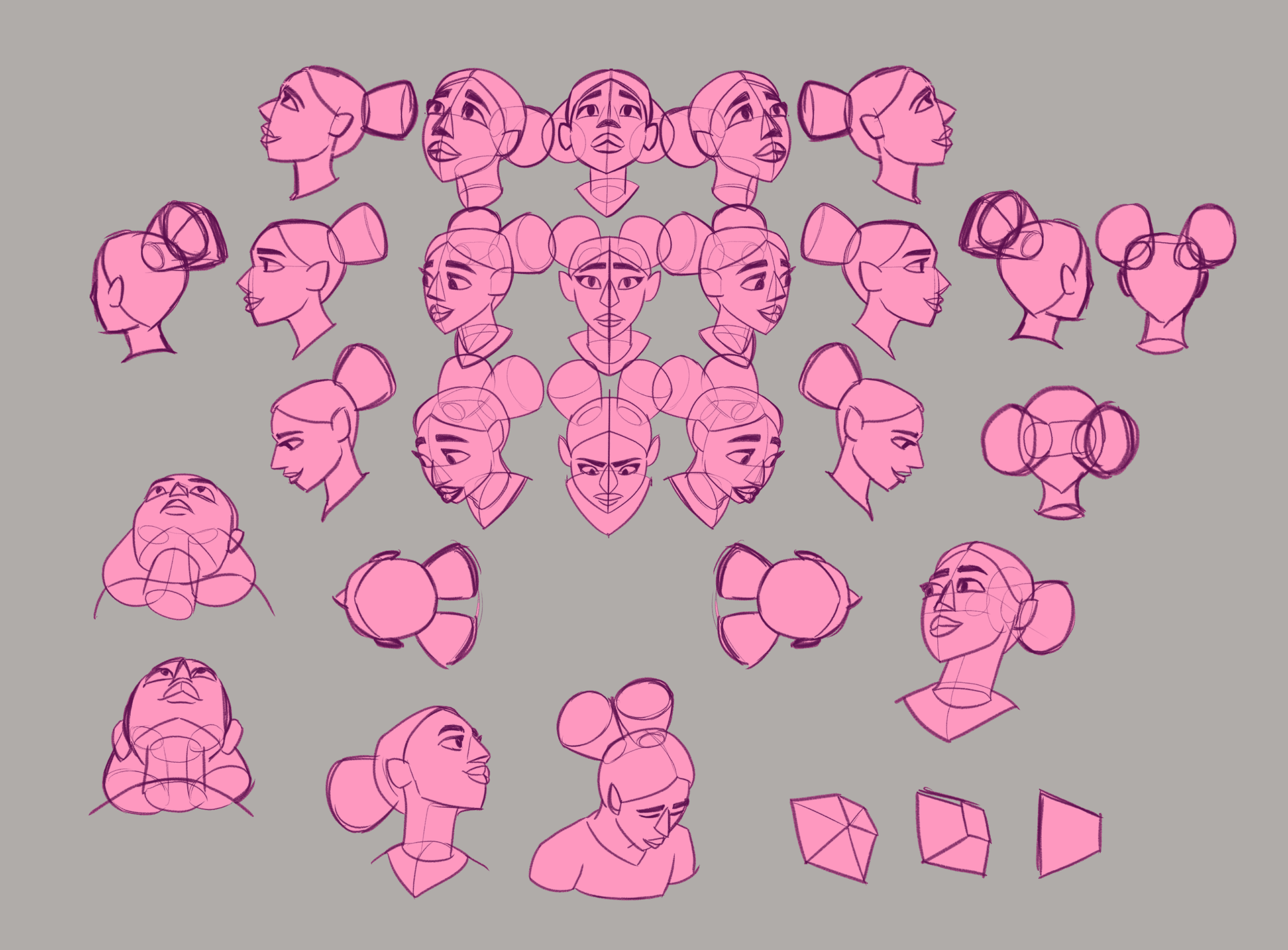 Head angle turnarounds of Hero Girl.