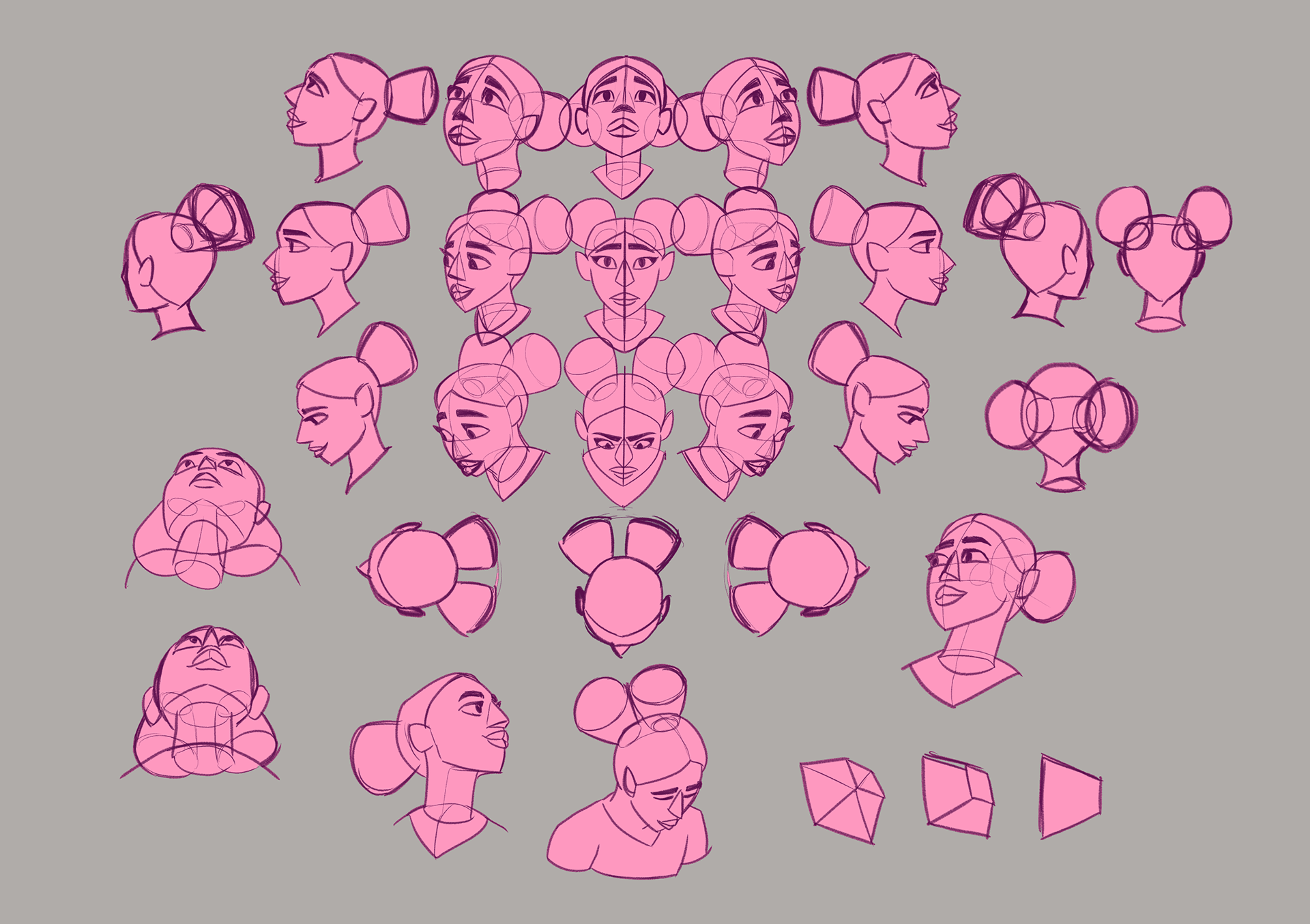 Head angle turnarounds of Hero Girl.