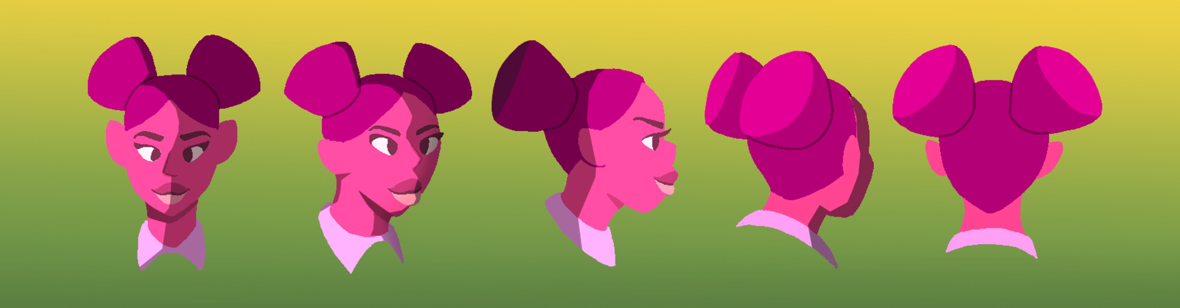 Turnaround of Hero Girl's hair.