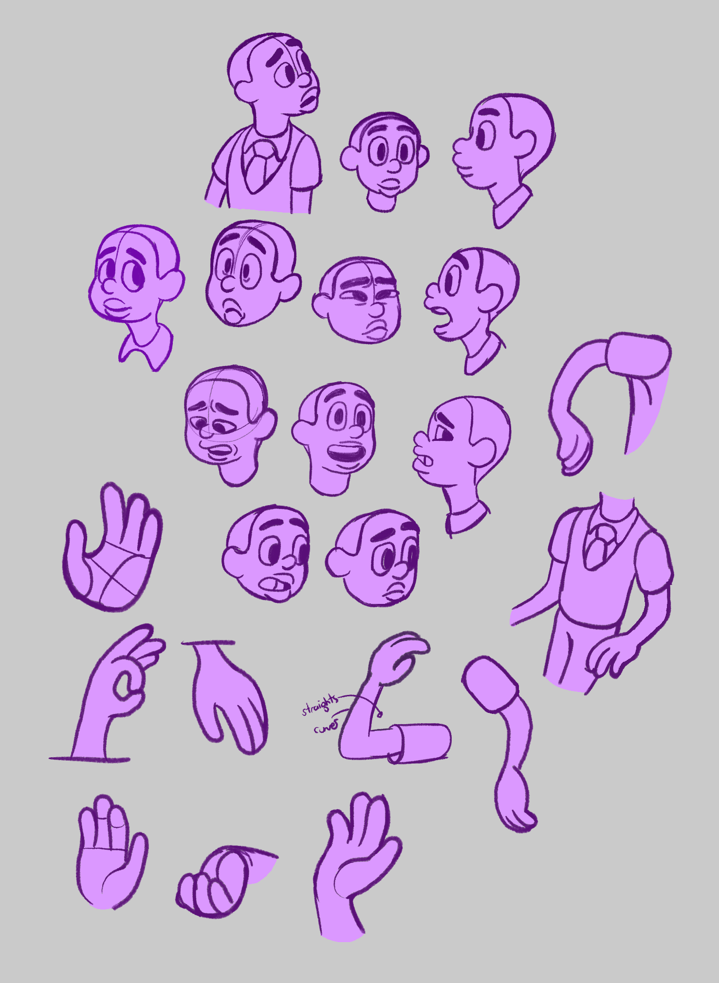 Expression sheet for Hero Boy.