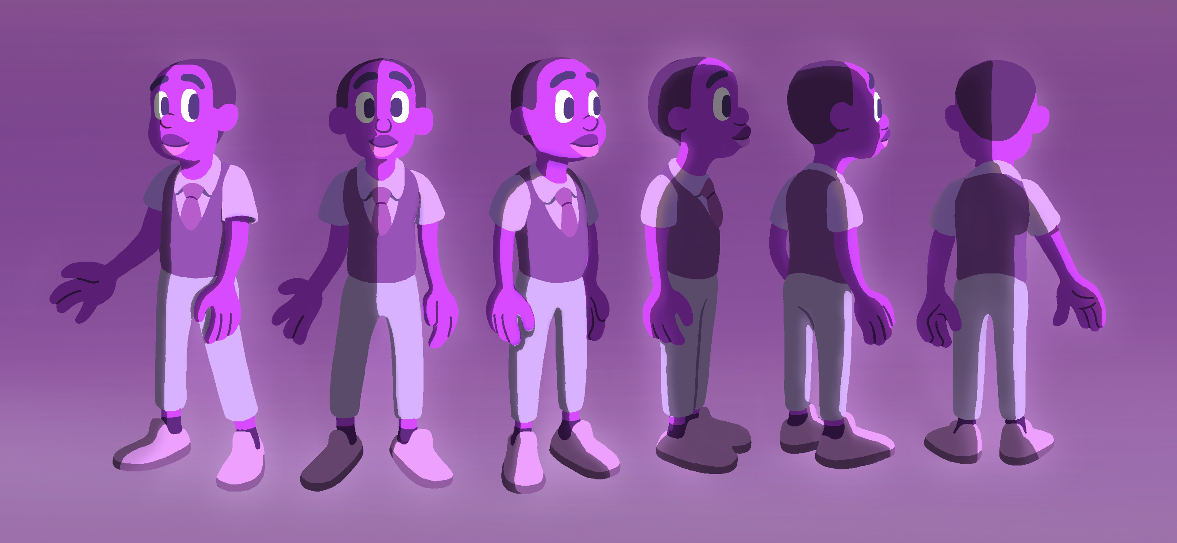 Turnaround of Hero Boy with lighting added.