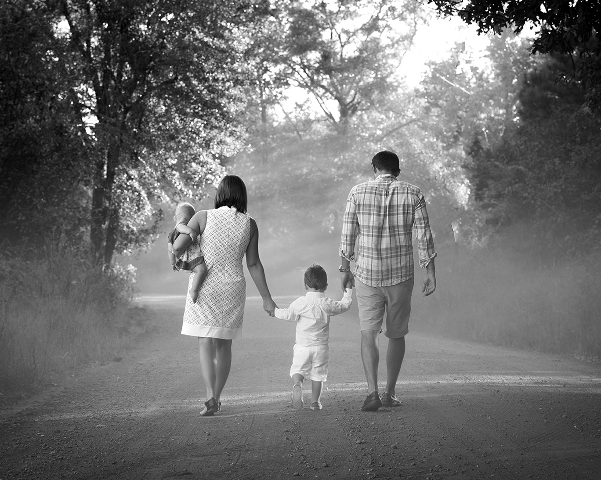 natural light, black and white family portrait