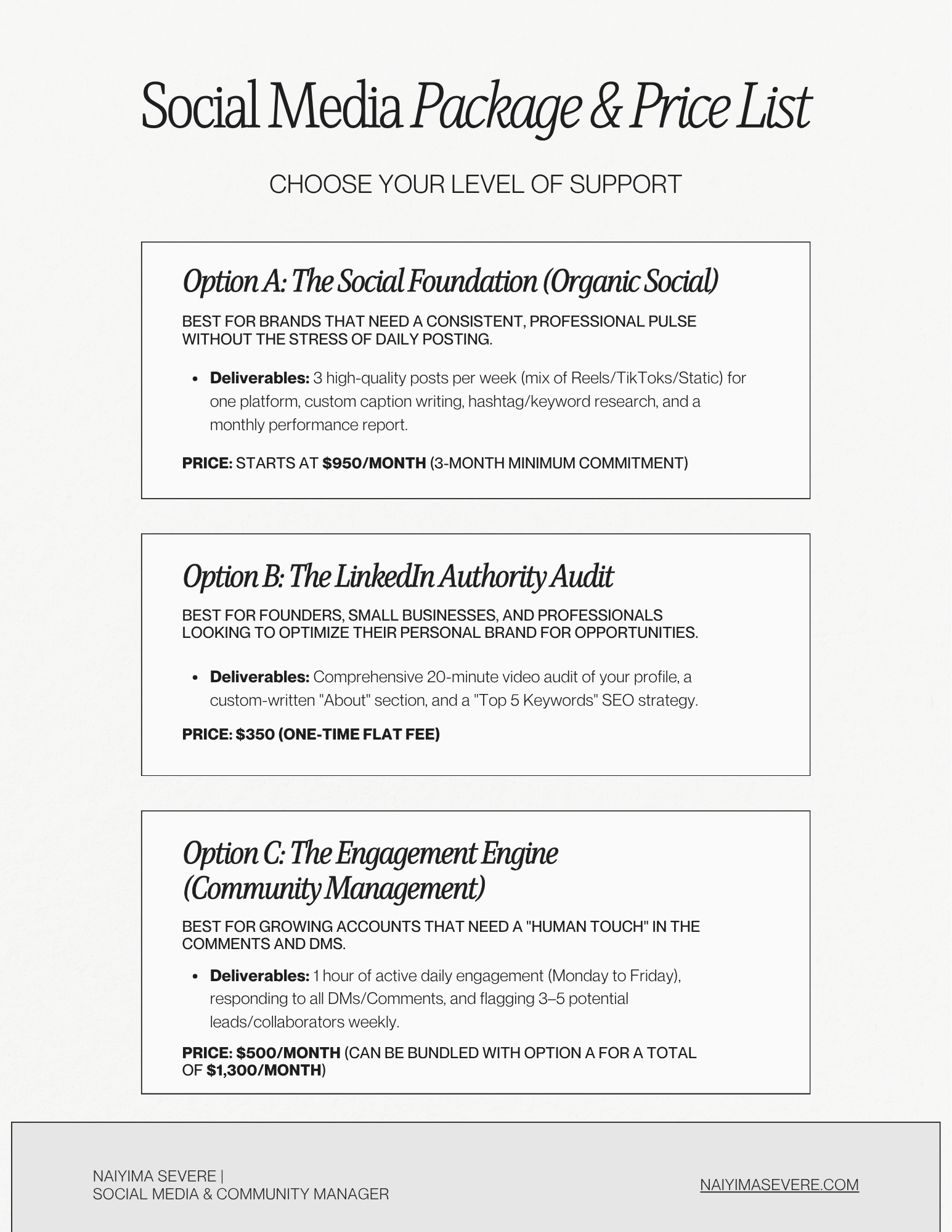 Services & Pricing for Social Media & Community Management