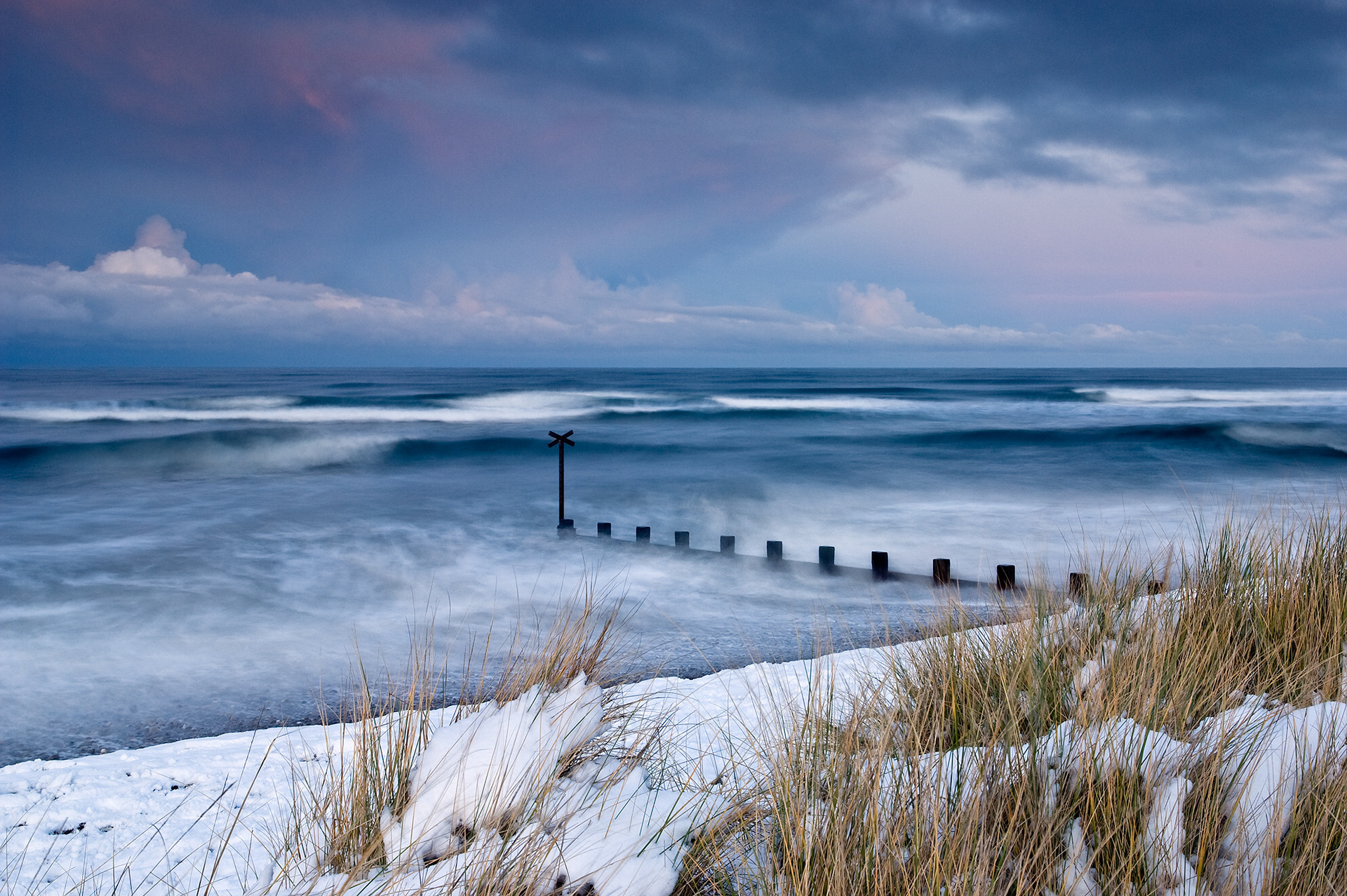 Midwinter coastal dusk
