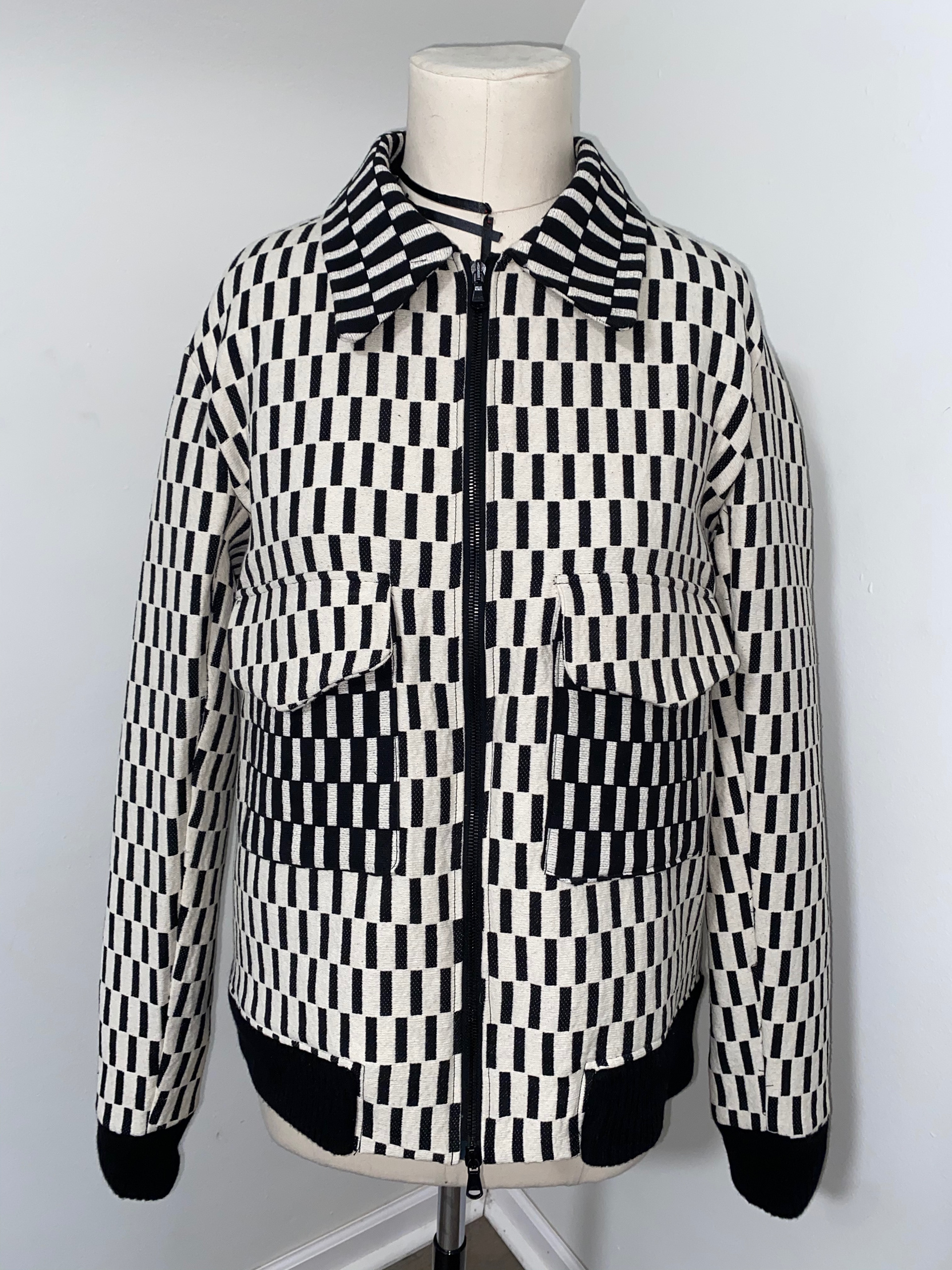 Checkered Jacquard Work Jacket