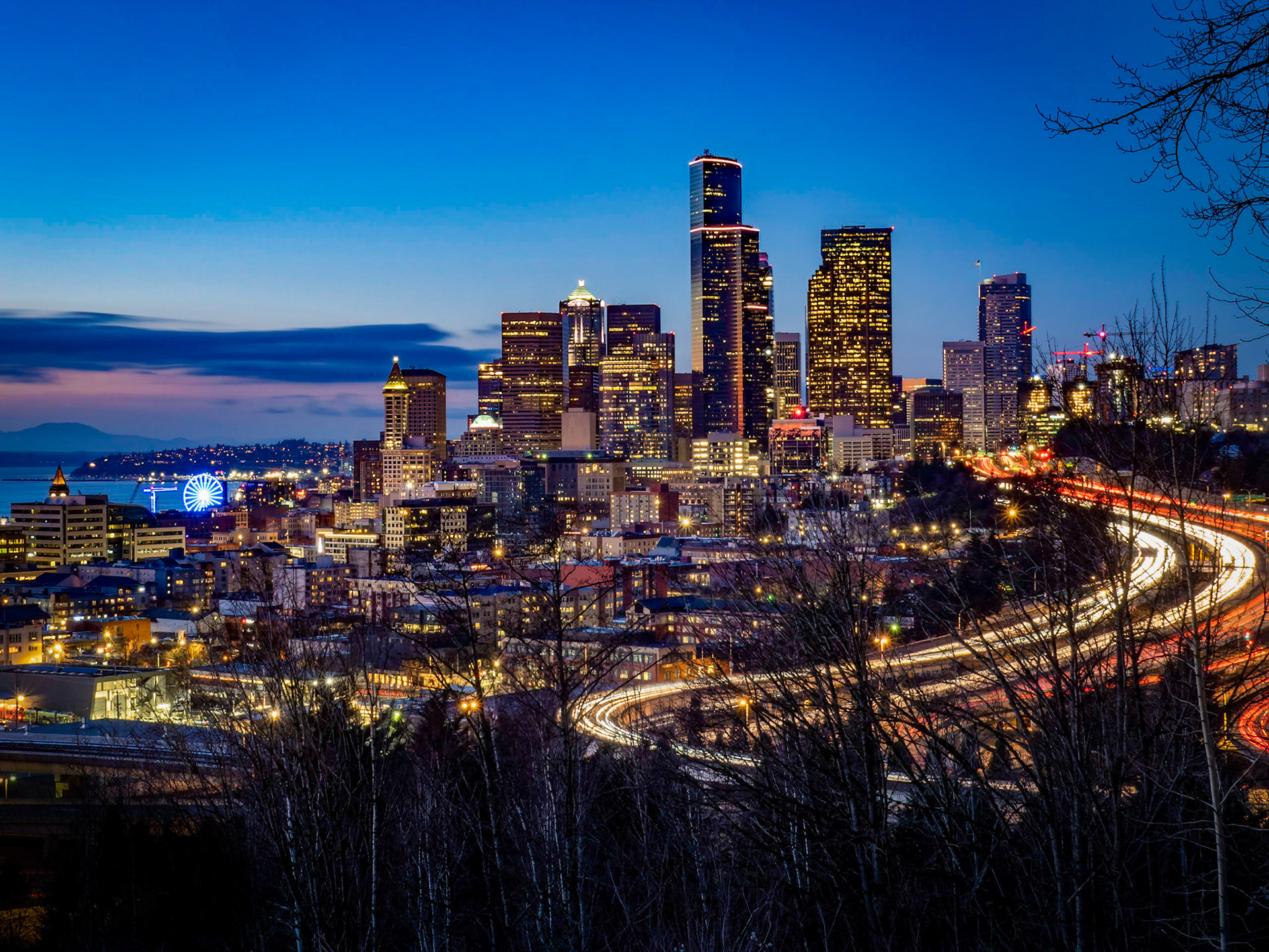Seattle Skyline from Dr. Jose Rizal Park at blue hour