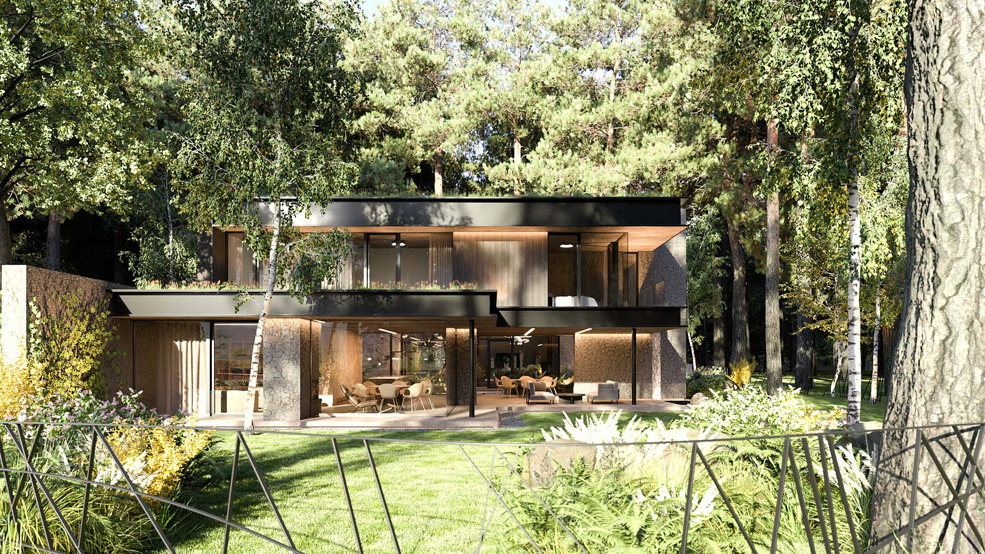 Vizualizace exteriéru moderního domu. Vizualizace Tomáš Firla firlavisual, návrh defakto architekti