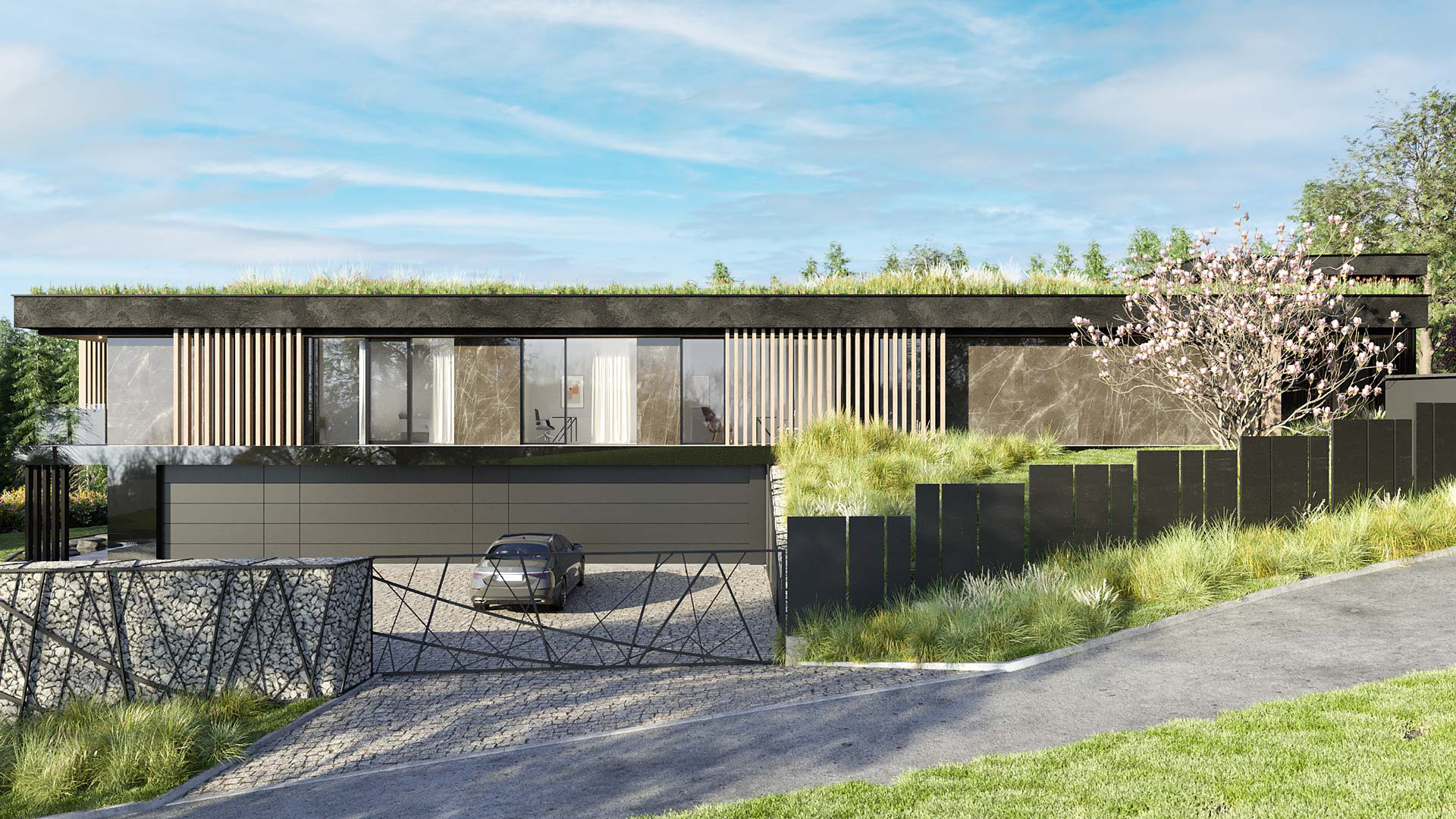 Vizualizace exteriéru moderního domu. Vizualizace Tomáš Firla firlavisual, návrh defakto architekti