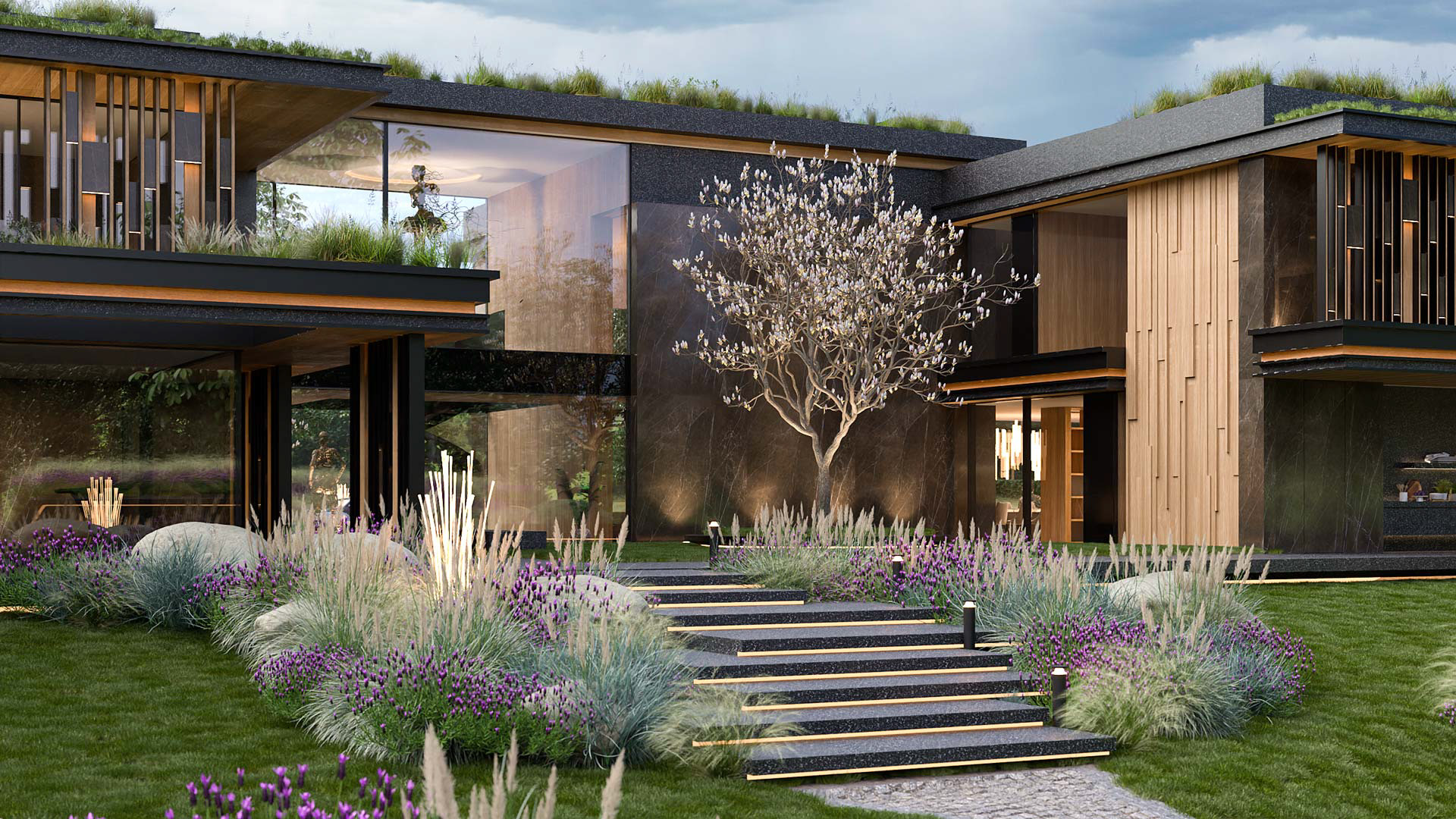 Vizualizace exteriéru moderního domu. Vizualizace Tomáš Firla firlavisual, návrh defakto architekti