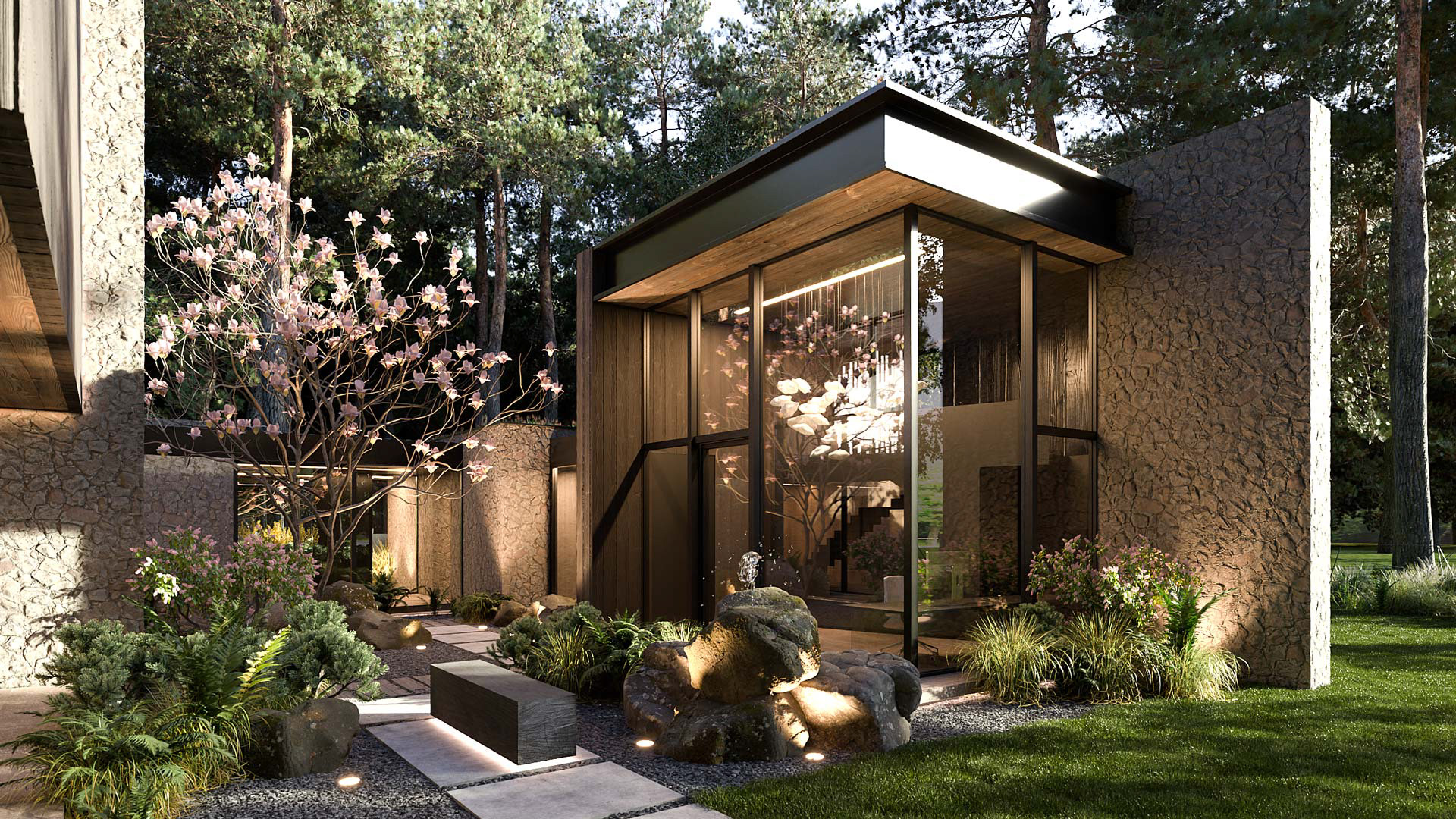 Vizualizace exteriéru moderního domu. Vizualizace Tomáš Firla firlavisual, návrh defakto architekti