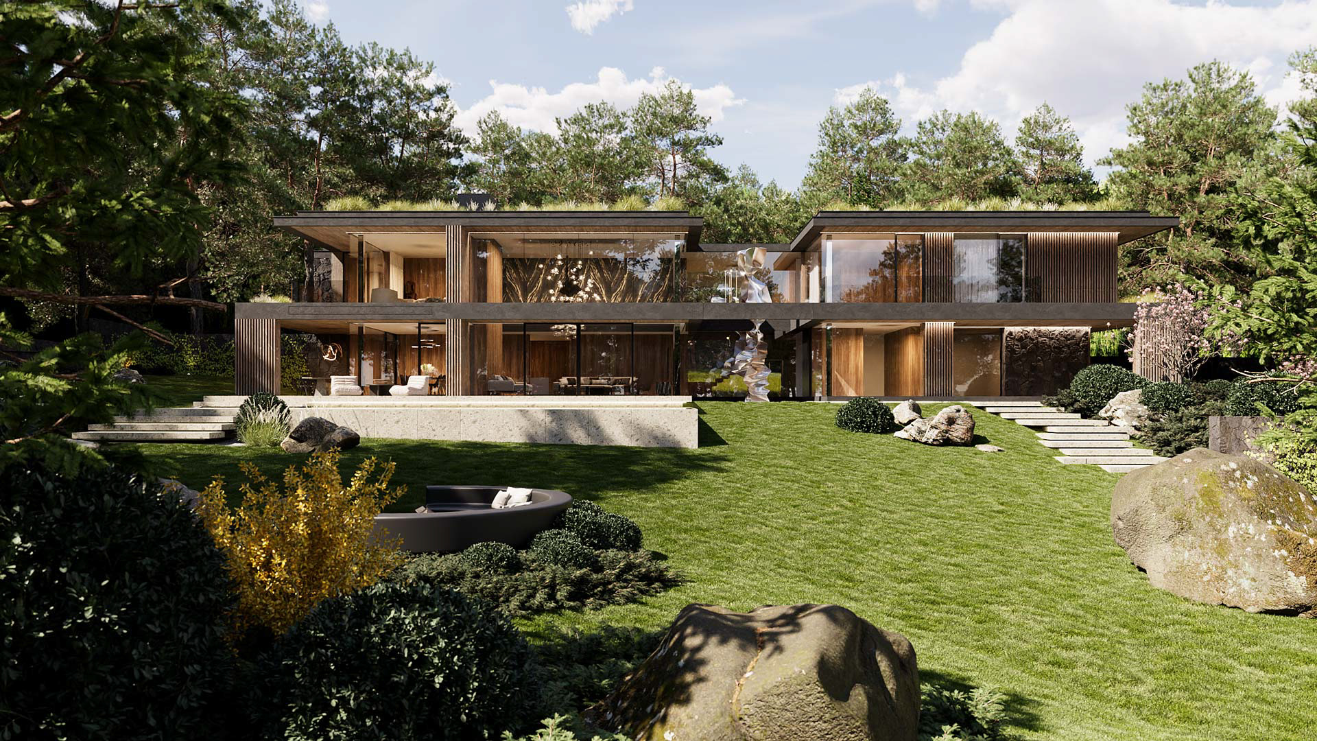 Vizualizace exteriéru moderního domu. Vizualizace Tomáš Firla firlavisual, návrh defakto architekti