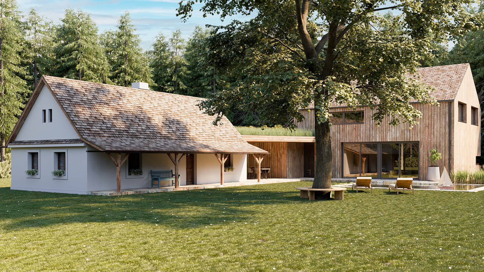 Vizualizace exteriéru moderního domu. Vizualizace Tomáš Firla firlavisual, návrh architekt Ondřej Červenka