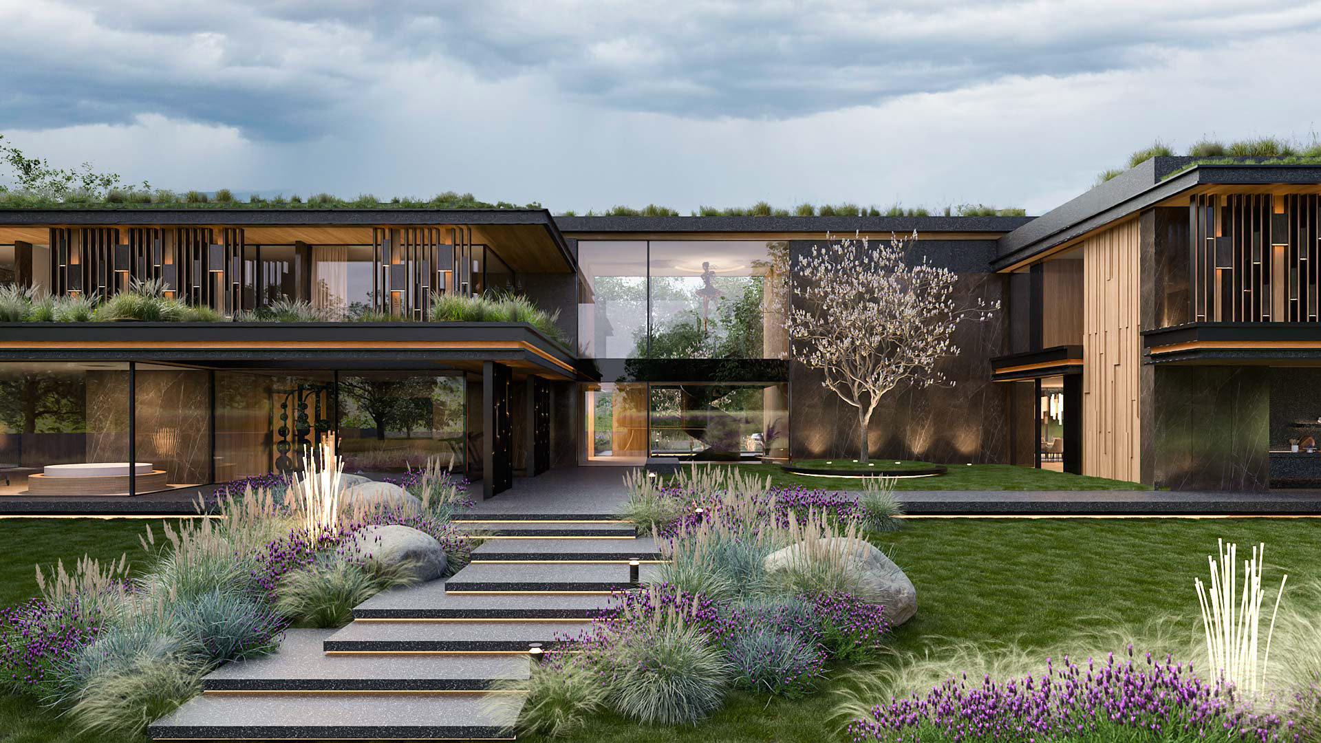 Vizualizace exteriéru moderního domu. Vizualizace Tomáš Firla firlavisual, návrh defakto architekti