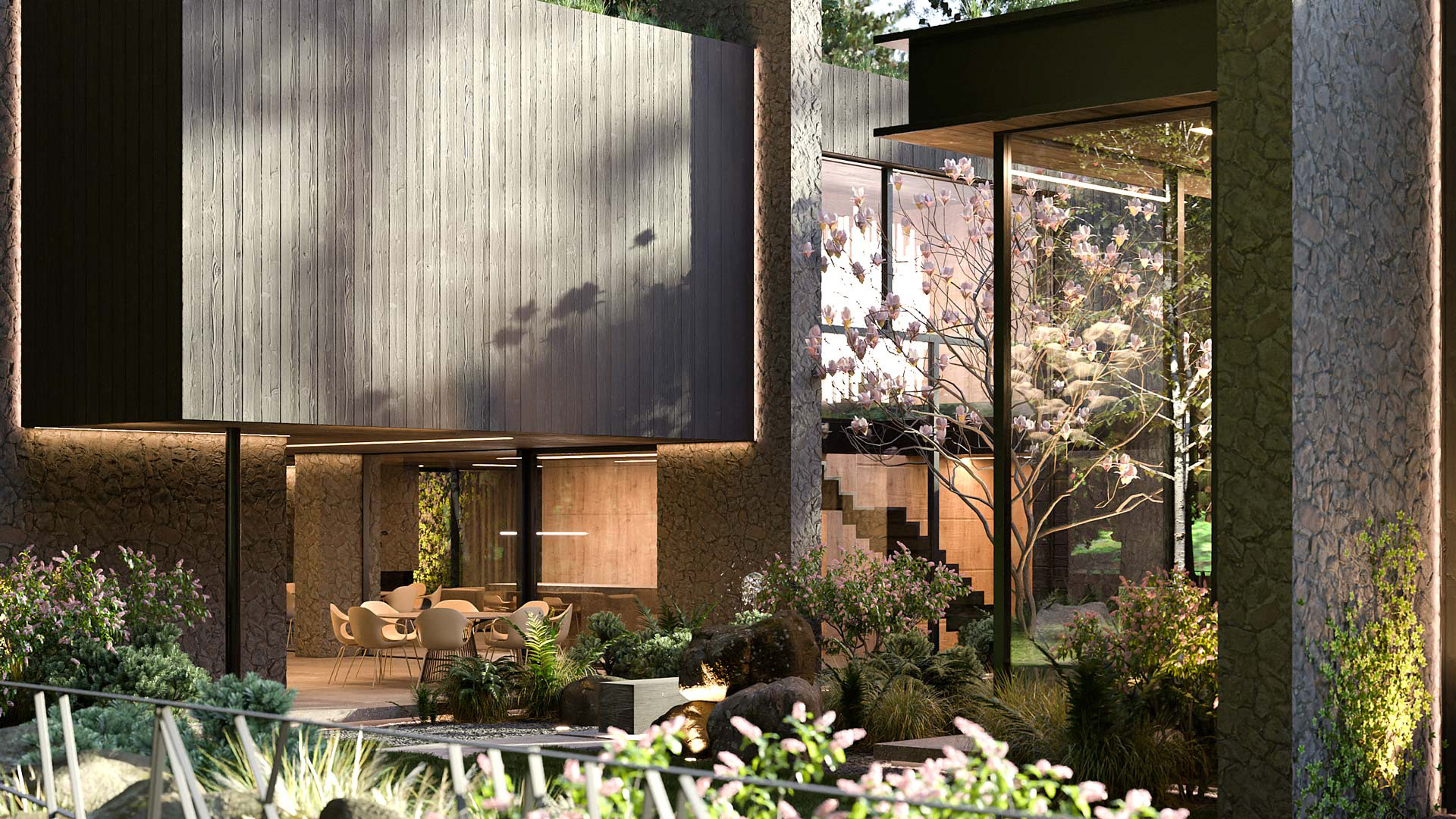 Vizualizace exteriéru moderního domu. Vizualizace Tomáš Firla firlavisual, návrh defakto architekti