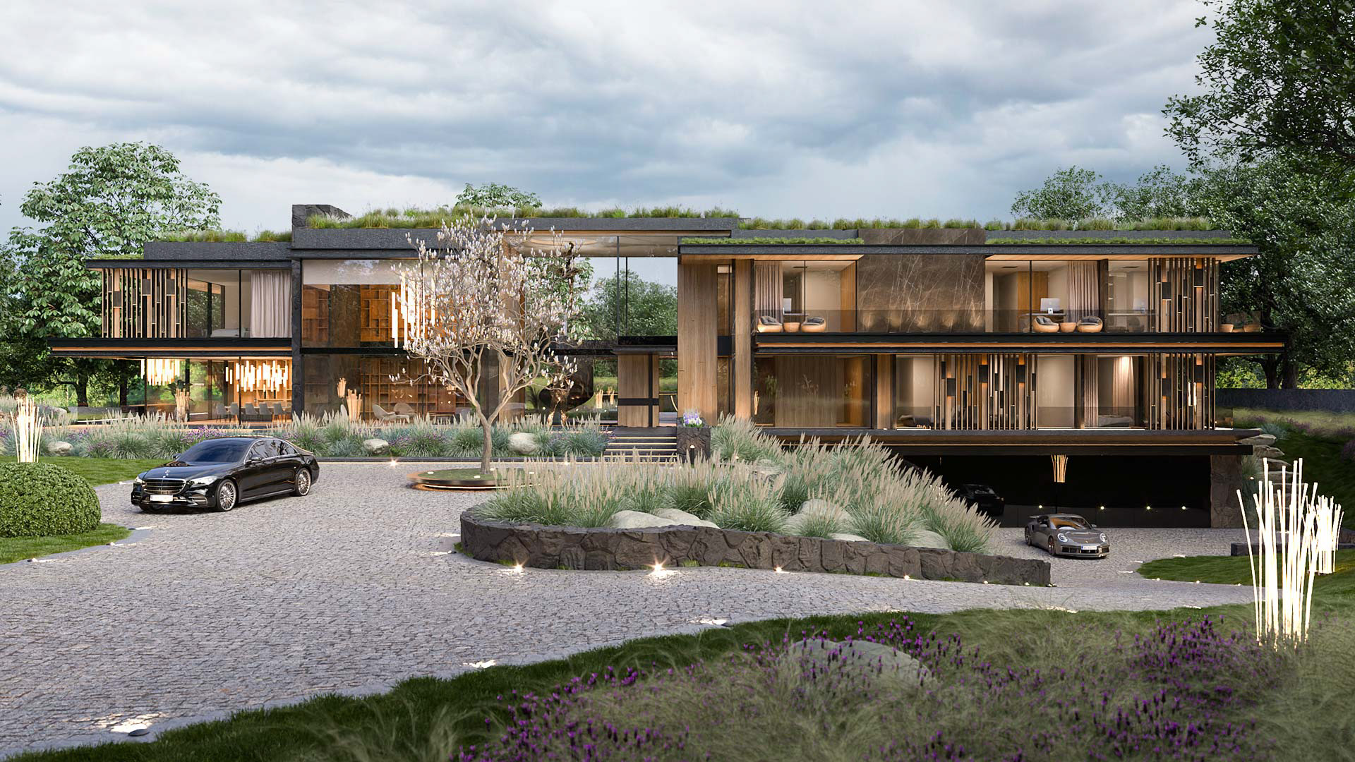 Vizualizace exteriéru moderního domu. Vizualizace Tomáš Firla firlavisual, návrh defakto architekti