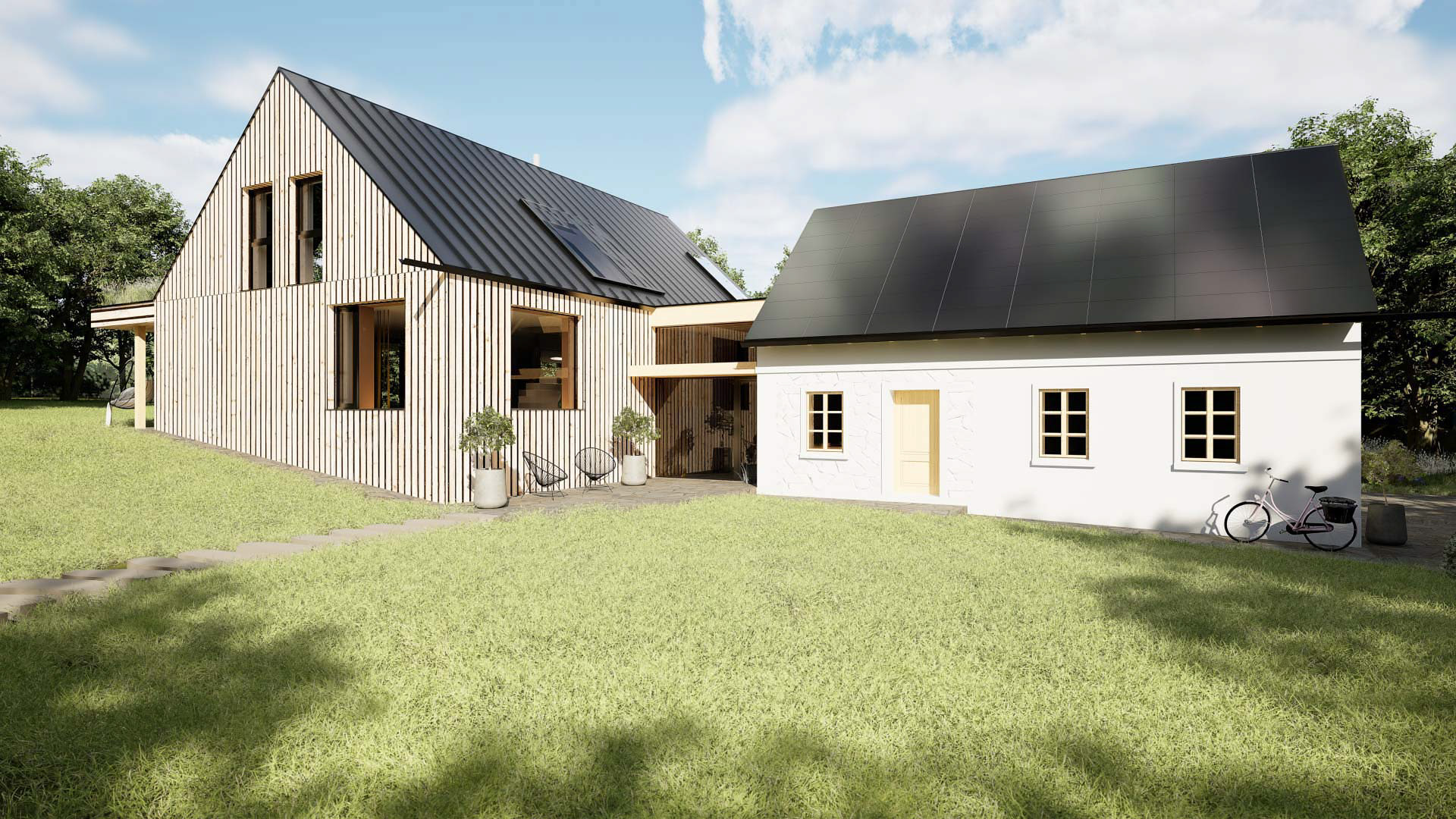 Vizualizace exteriéru moderního domu. Vizualizace Tomáš Firla firlavisual, návrh architekt Ondřej Červenka