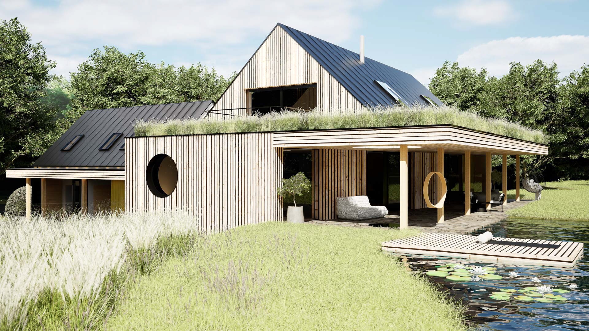 Vizualizace exteriéru moderního domu. Vizualizace Tomáš Firla firlavisual, návrh architekt Ondřej Červenka