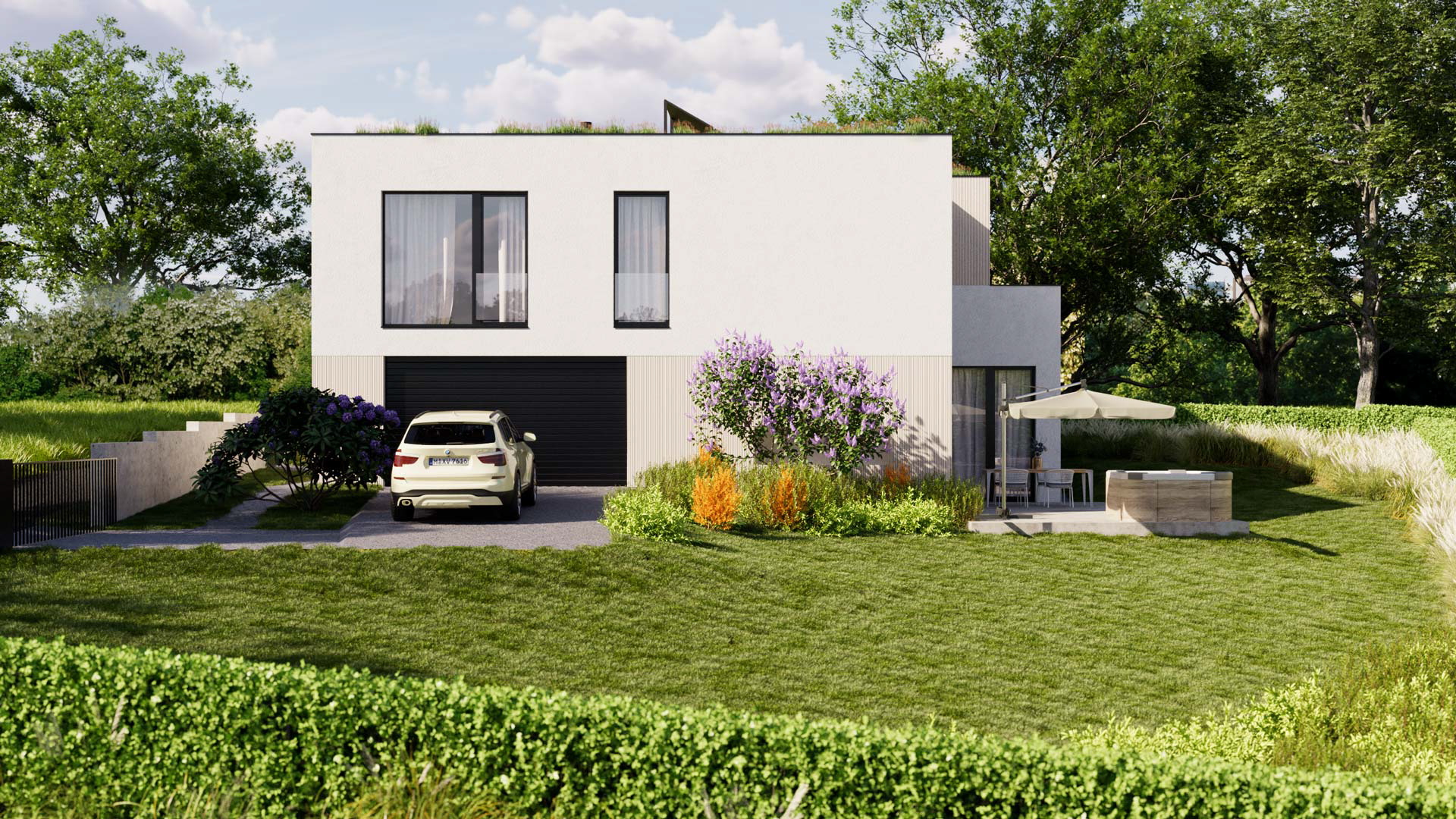 Vizualizace exteriéru zástavby moderních domů..Vizualizace Tomáš Firla firlavisual, návrh architekt Pavel Fanta
