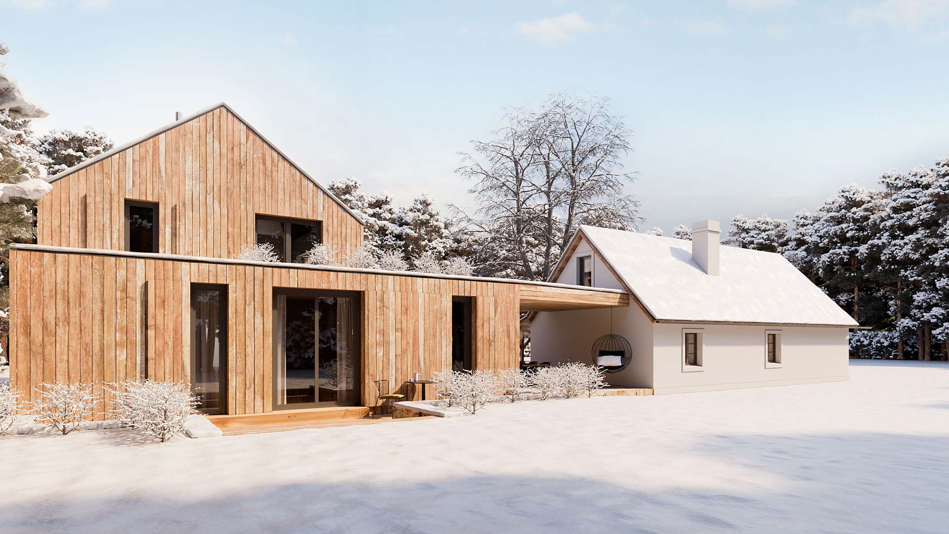 Vizualizace exteriéru moderního domu. Vizualizace Tomáš Firla firlavisual, návrh architekt Ondřej Červenka