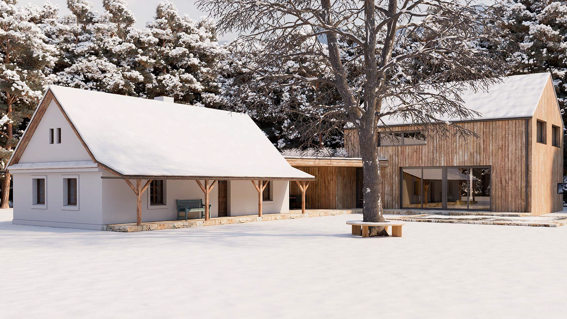 Vizualizace exteriéru moderního domu. Vizualizace Tomáš Firla firlavisual, návrh architekt Ondřej Červenka