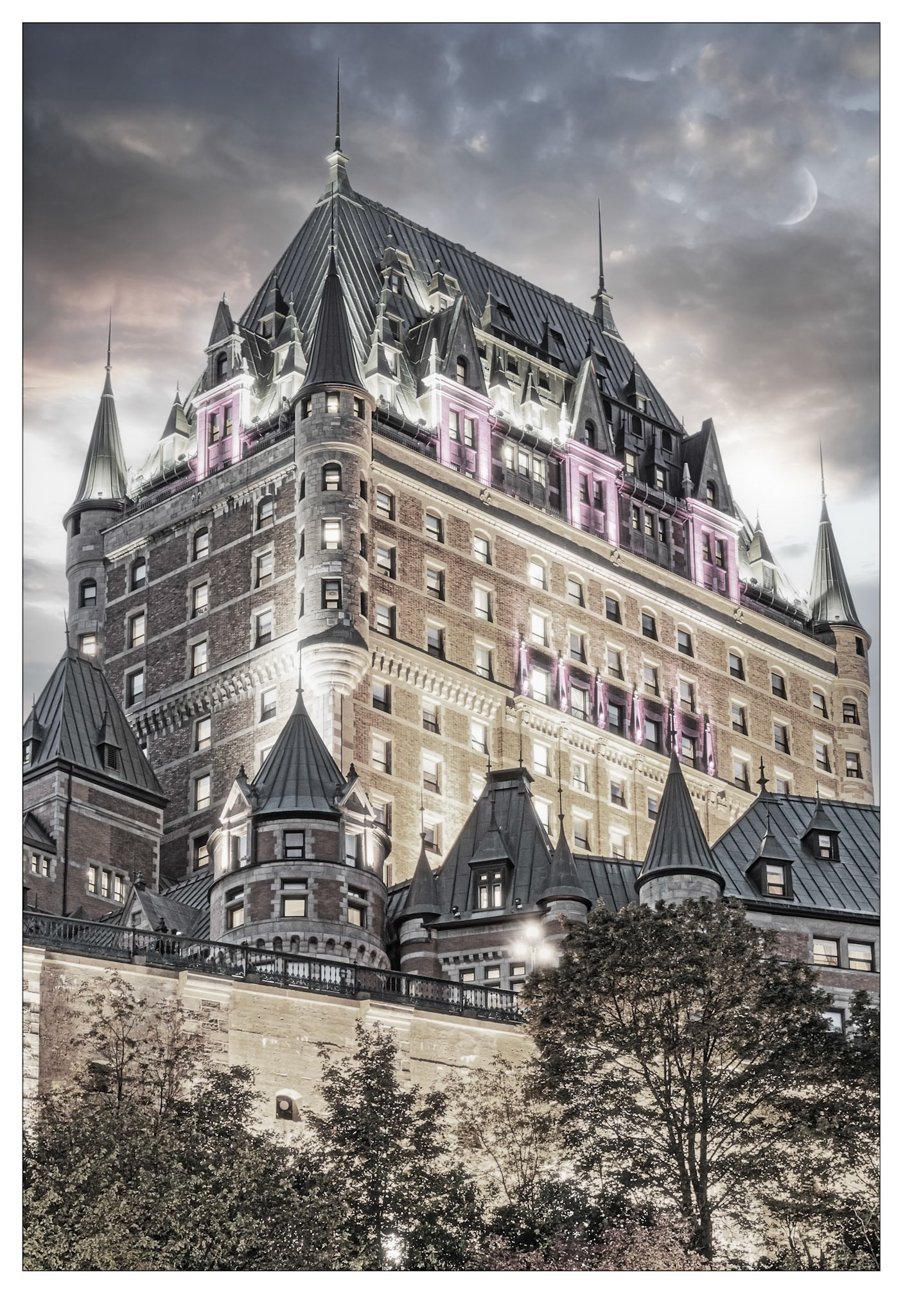 Moonrise at the Castle - Quebec, Canada