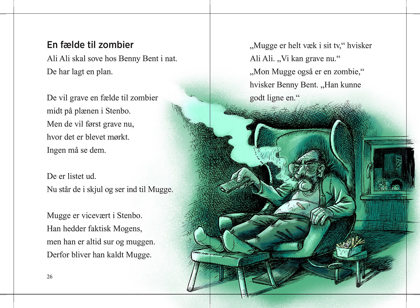 Benny Bent, Ali Ali, Illustration, Book publishing, drawings, brush pen, Miwer, Marie Duedahl, Alinea publishing, Alinea