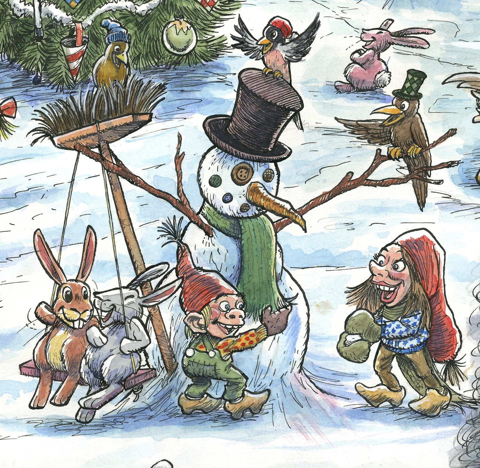 Julemærket 2017, Julemærket, Nisser, golins, Pixies, Illustration, frimærker, stamps, Miwer, Michael Wettendorff,