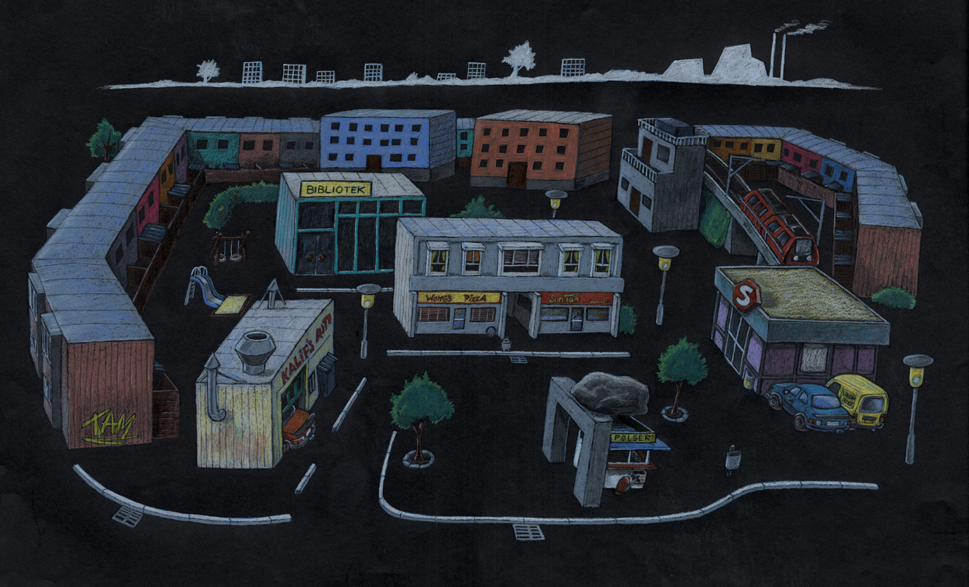 Crayons on black board, Pilot project, DR, Yallahrup, Illustration, Miwer, Michael Wettendorff