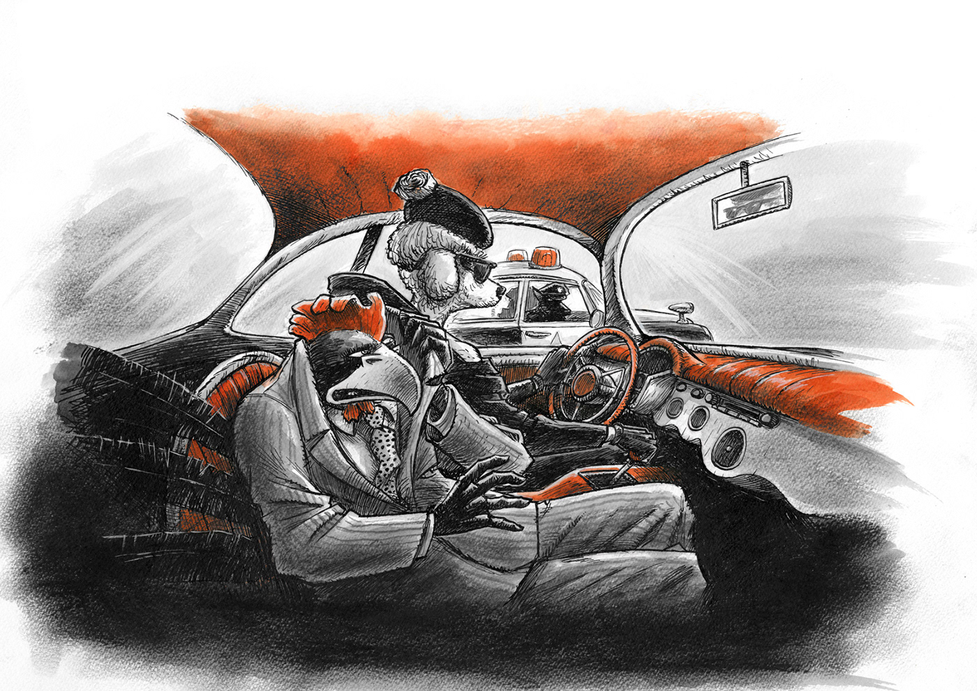 Illustration, Miwer, tegning, artwork, Pen, Ink, Char coal, kul, Tusch og pen, Hansi Hønegal, Henrik Einspor, Michael Wettendorff