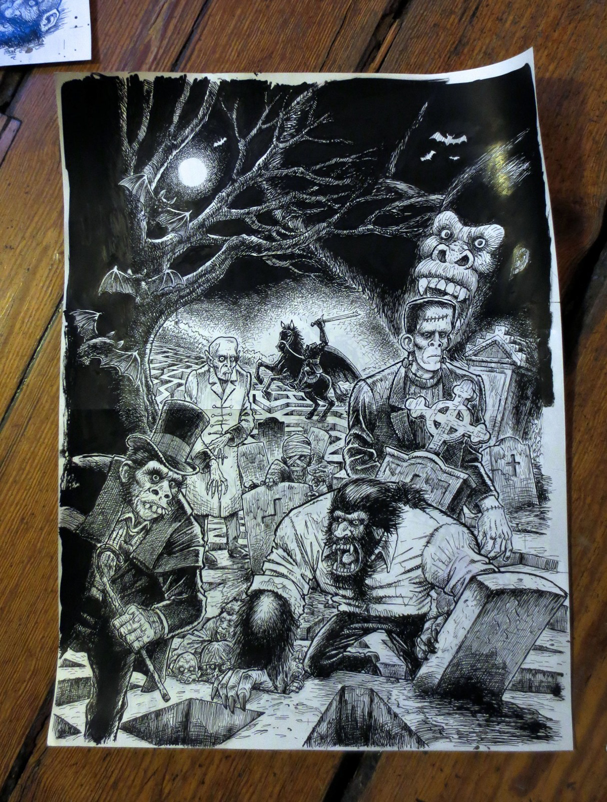 Horror, monstre, illustration, Miwer, tegning, drawings, bog, book, udgivelse, publishing, mazes, labyrinth, labyrint, findebog, Forlaget Carlsen