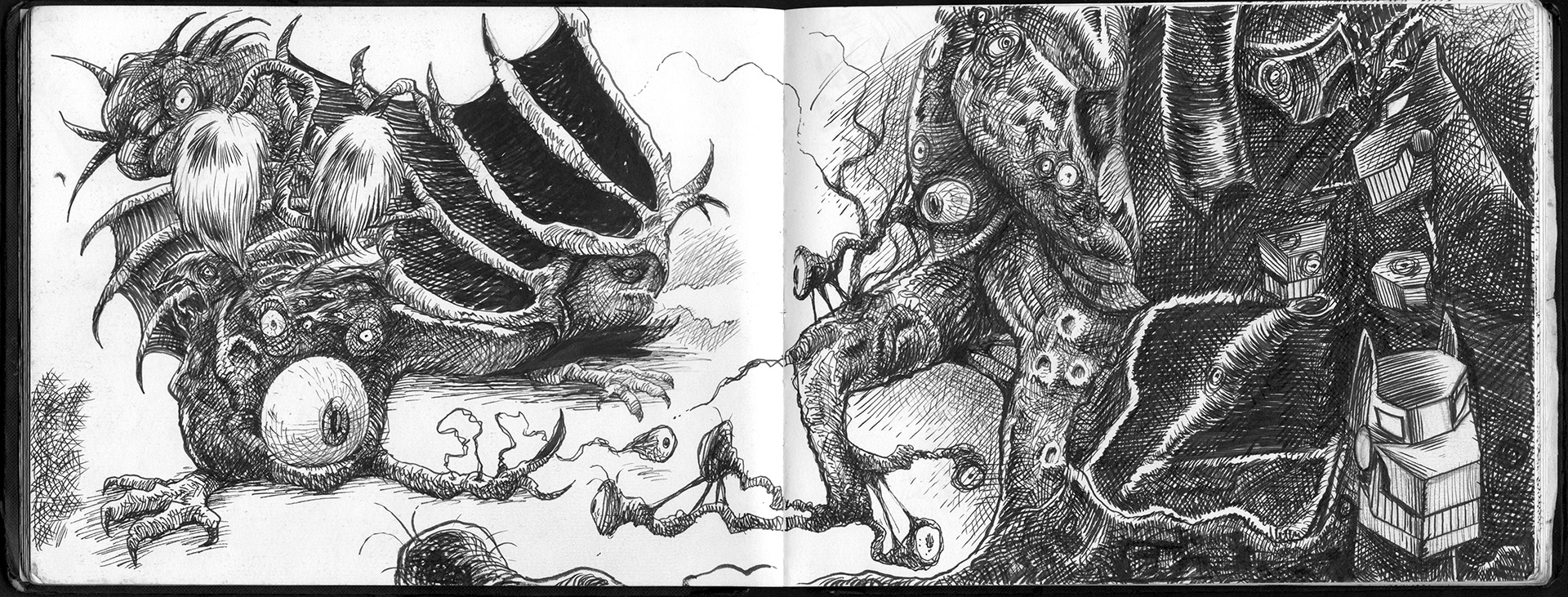 Miwer, Sketch Book, Sketches, doodling, doodles. Illustration, B&W, pencil