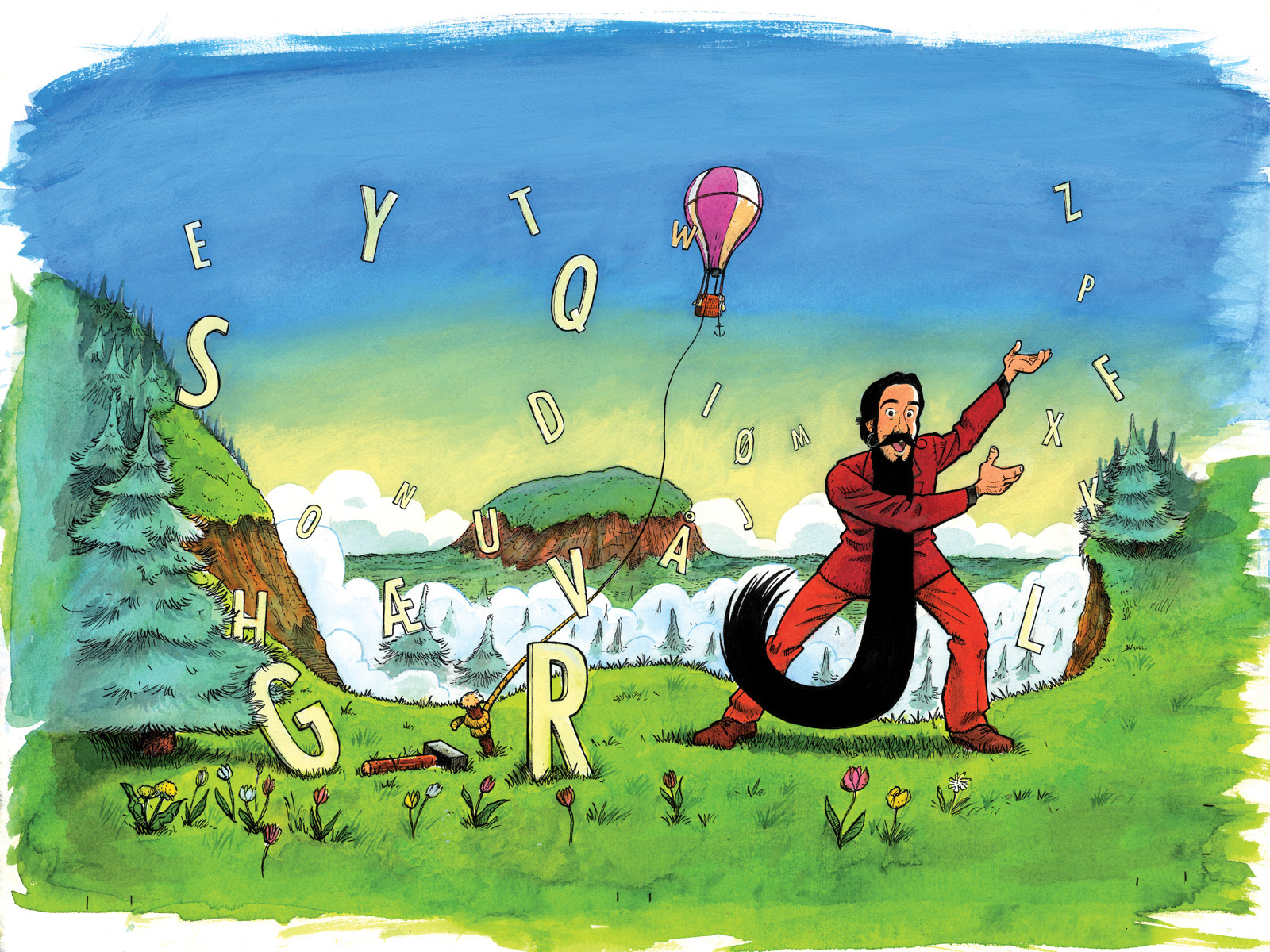 Hr. Skæg, Mr. Beard, illustration, tegning, drawing, børnebøger, books, publishing, bogudgivelser, pen, tusch, ink, water color, Miwer, DR, TV, , Michael Wettendorff