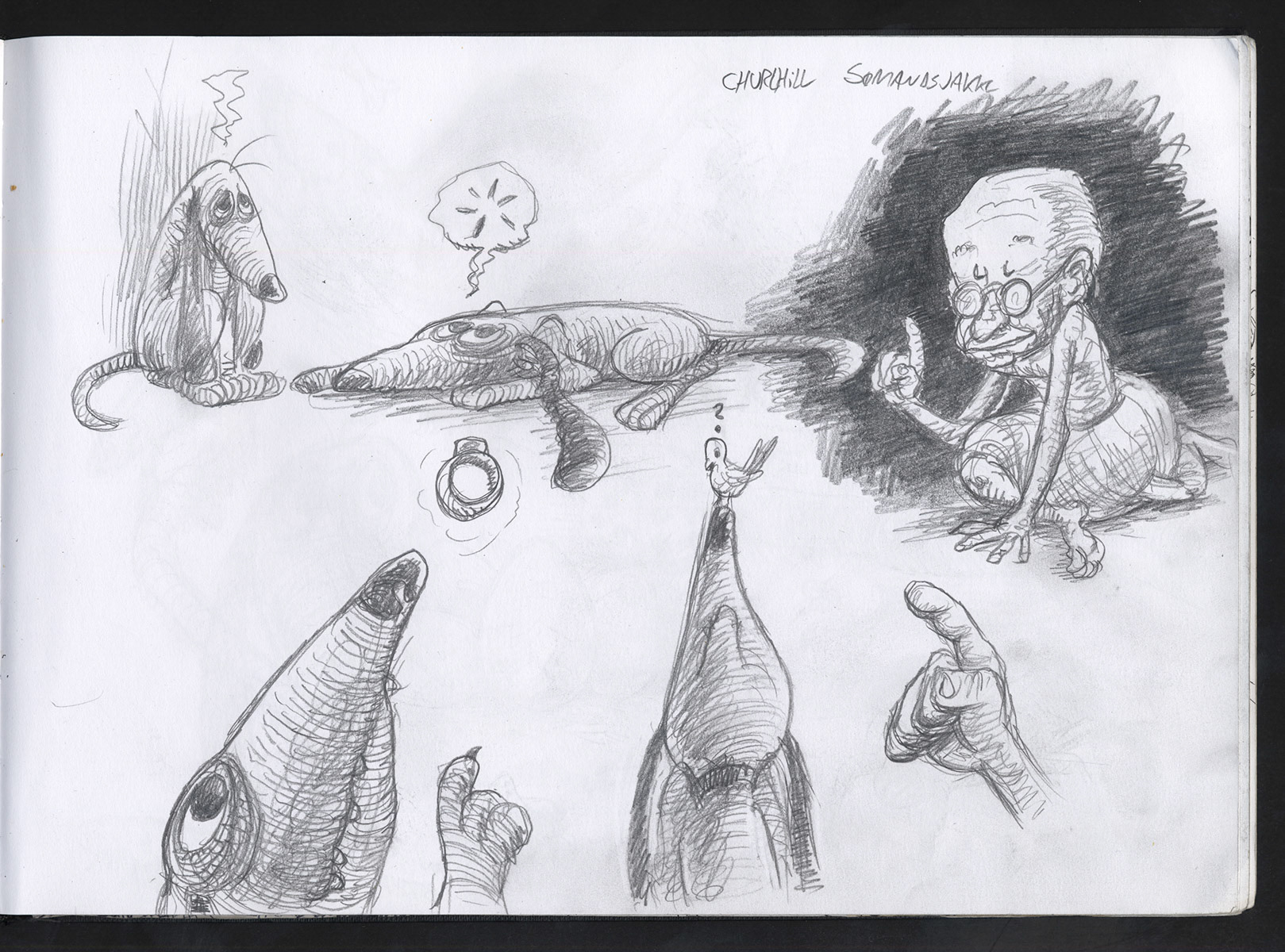 Miwer, Sketch Book, Sketches, doodling, doodles. Illustration, B&W, pencil