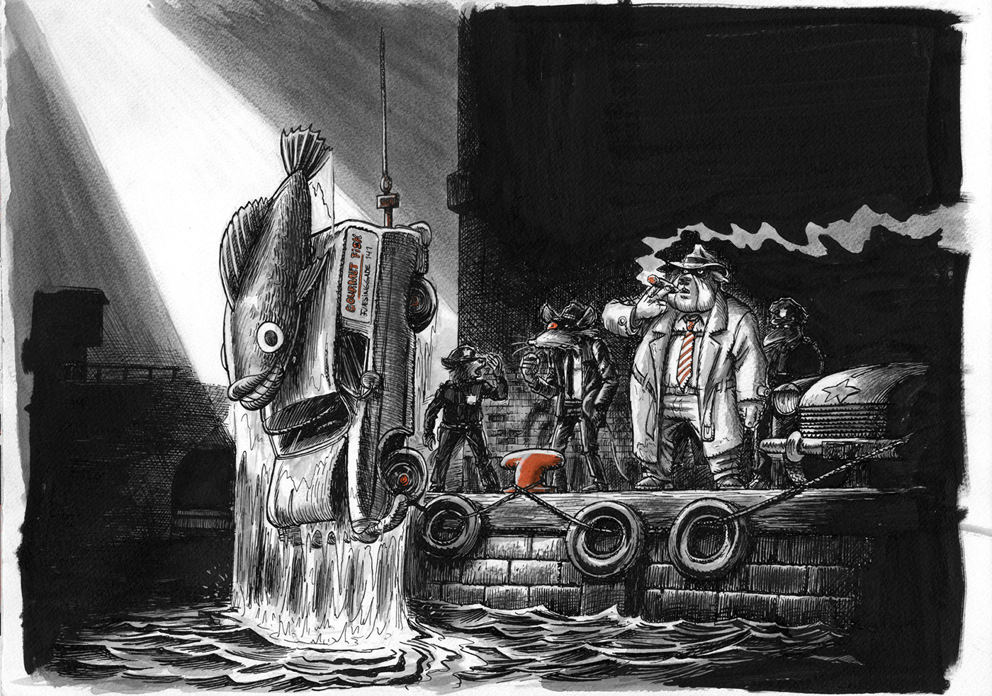 Illustration, Miwer, tegning, artwork, Pen, Ink, Char coal, kul, Tusch og pen, Hansi Hønegal, Henrik Einspor, Michael Wettendorff