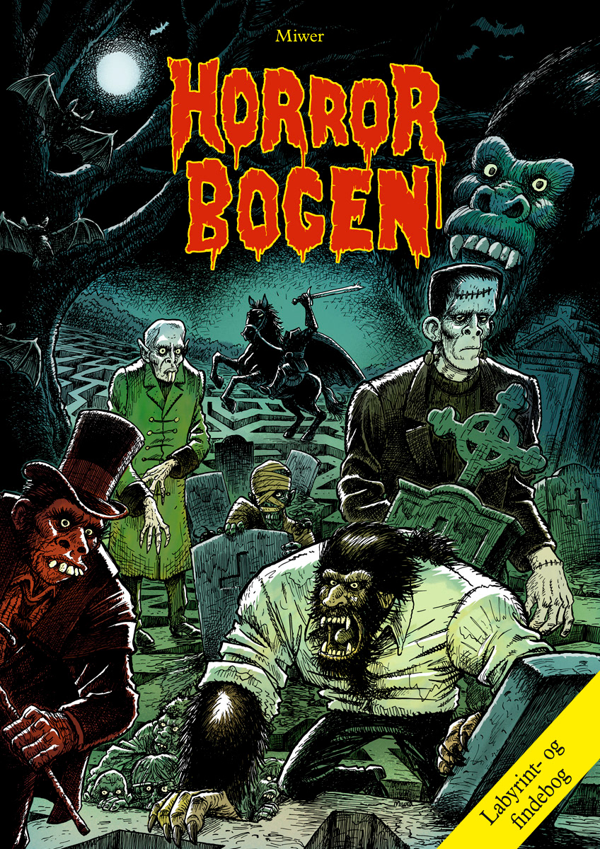 Horror, monstre, illustration, Miwer, tegning, drawings, bog, book, udgivelse, publishing, mazes, labyrinth, labyrint, findebog, Forlaget Carlsen , Michael Wettendorff