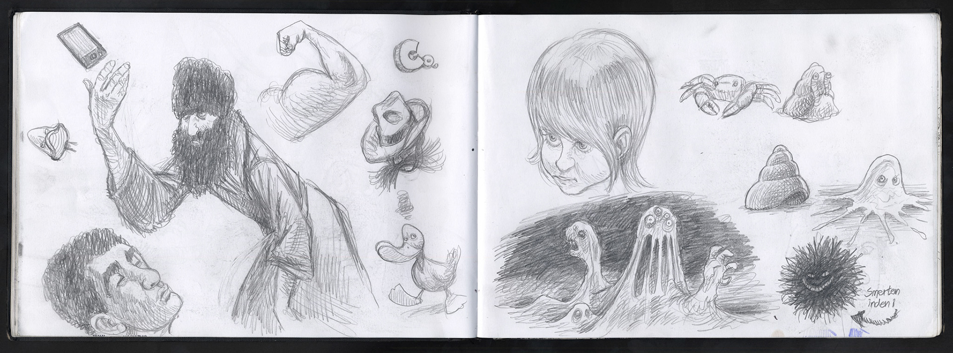 Miwer, Sketch Book, Sketches, doodling, doodles. Illustration, B&W, pencil