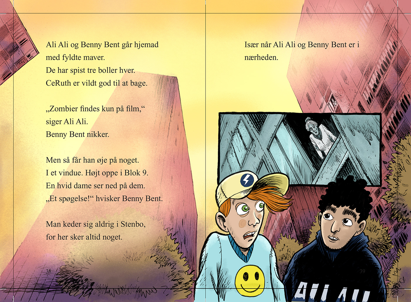 Benny Bent, Ali Ali, Illustration, Book publishing, drawings, brush pen, Miwer, Marie Duedahl, Alinea publishing, Alinea