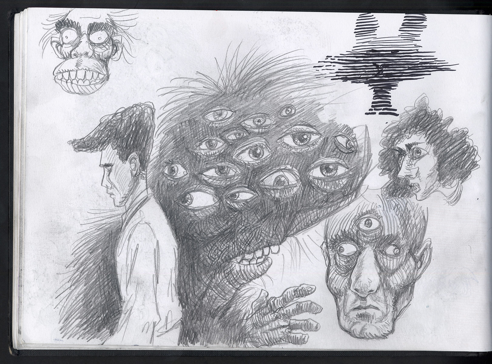 Miwer, Sketch Book, Sketches, doodling, doodles. Illustration, B&W, pencil