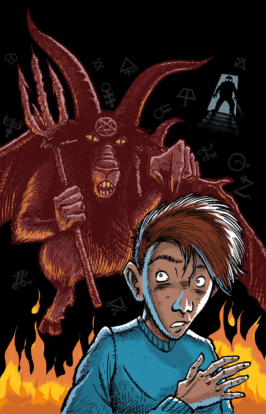 Nøglen til helvede, Peter Grønlund, illustration, pen, ink, tusch, bøger, tegning, Miwer, Michael Wettendorff