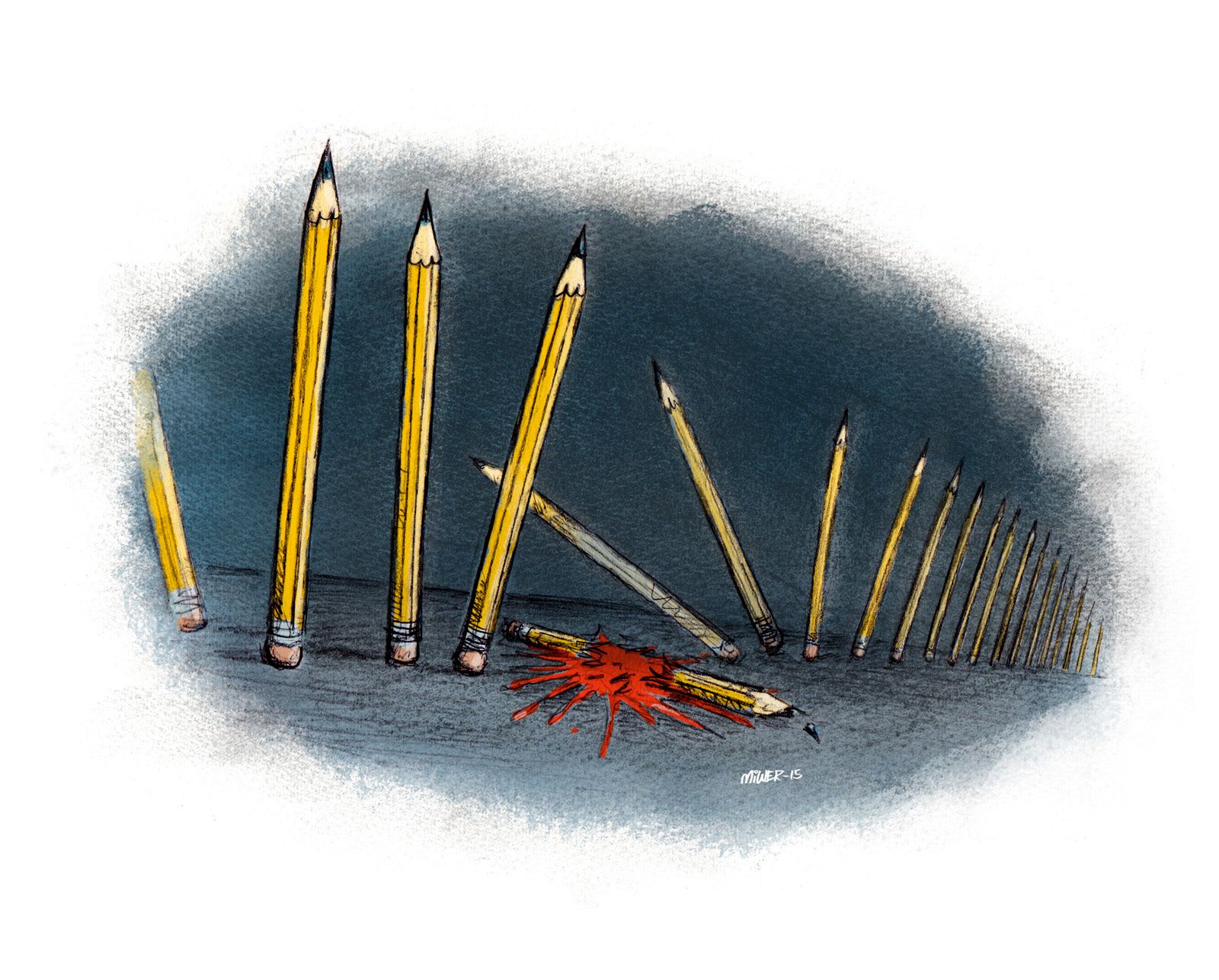 Illustration, drawing, tegning, blyant, kul, pencil, char coal, Miwer , Michael Wettendorff, bladtegning