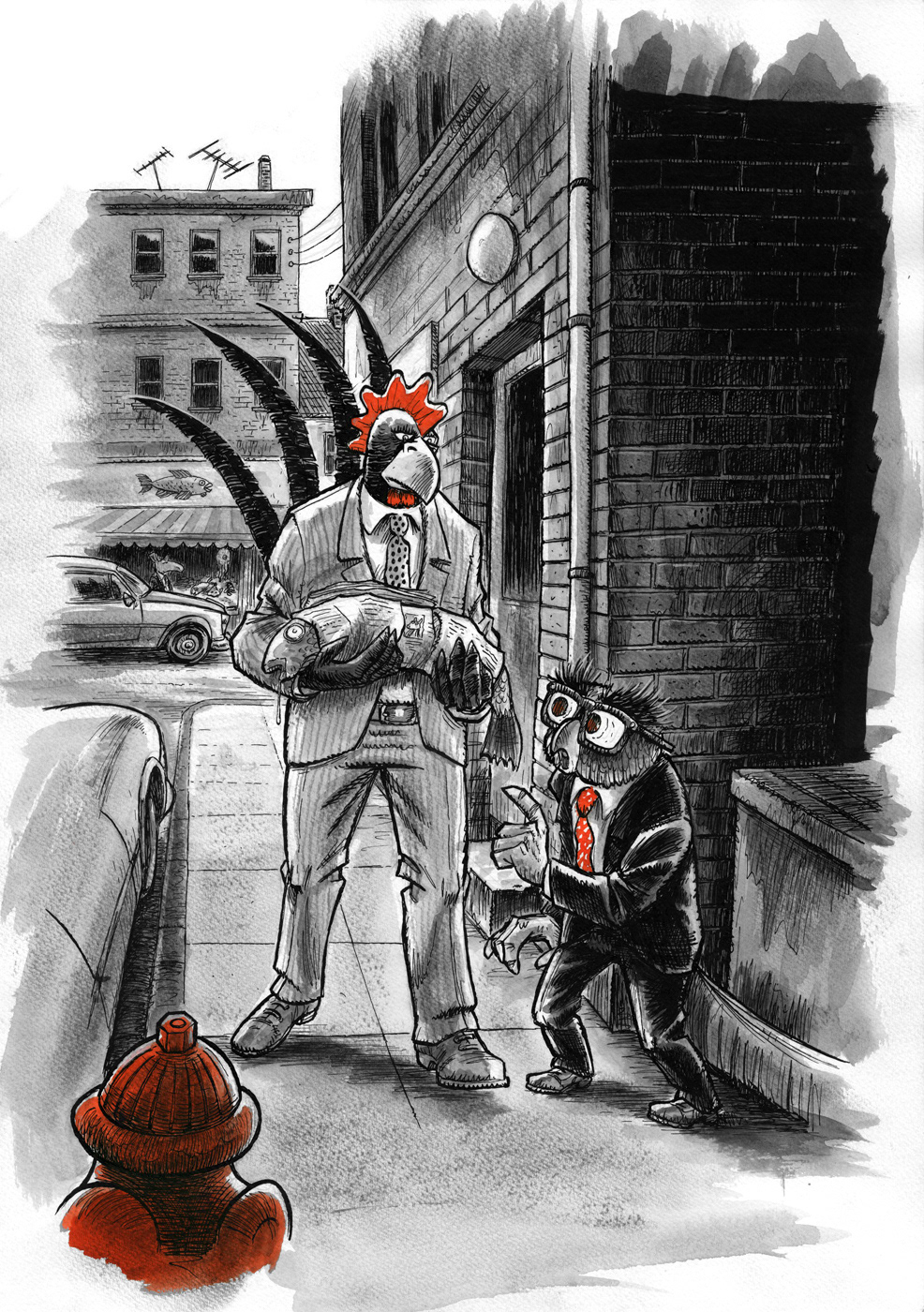 Illustration, Miwer, tegning, artwork, Pen, Ink, Char coal, kul, Tusch og pen, Hansi Hønegal, Henrik Einspor, Michael Wettendorff
