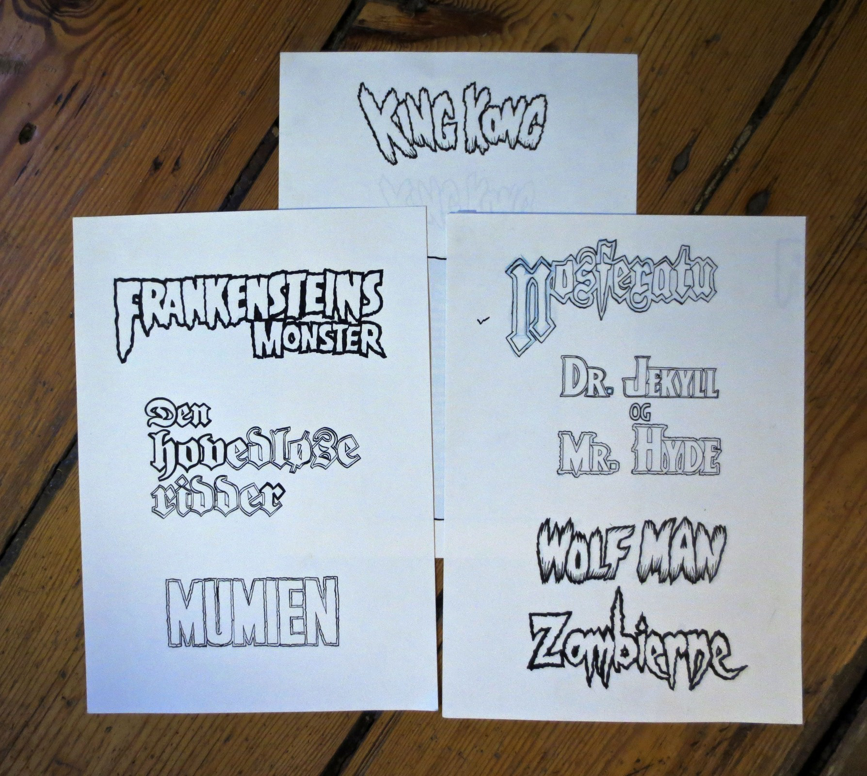 Horror, monstre, illustration, Miwer, tegning, drawings, bog, book, udgivelse, publishing, mazes, labyrinth, labyrint, findebog, Forlaget Carlsen