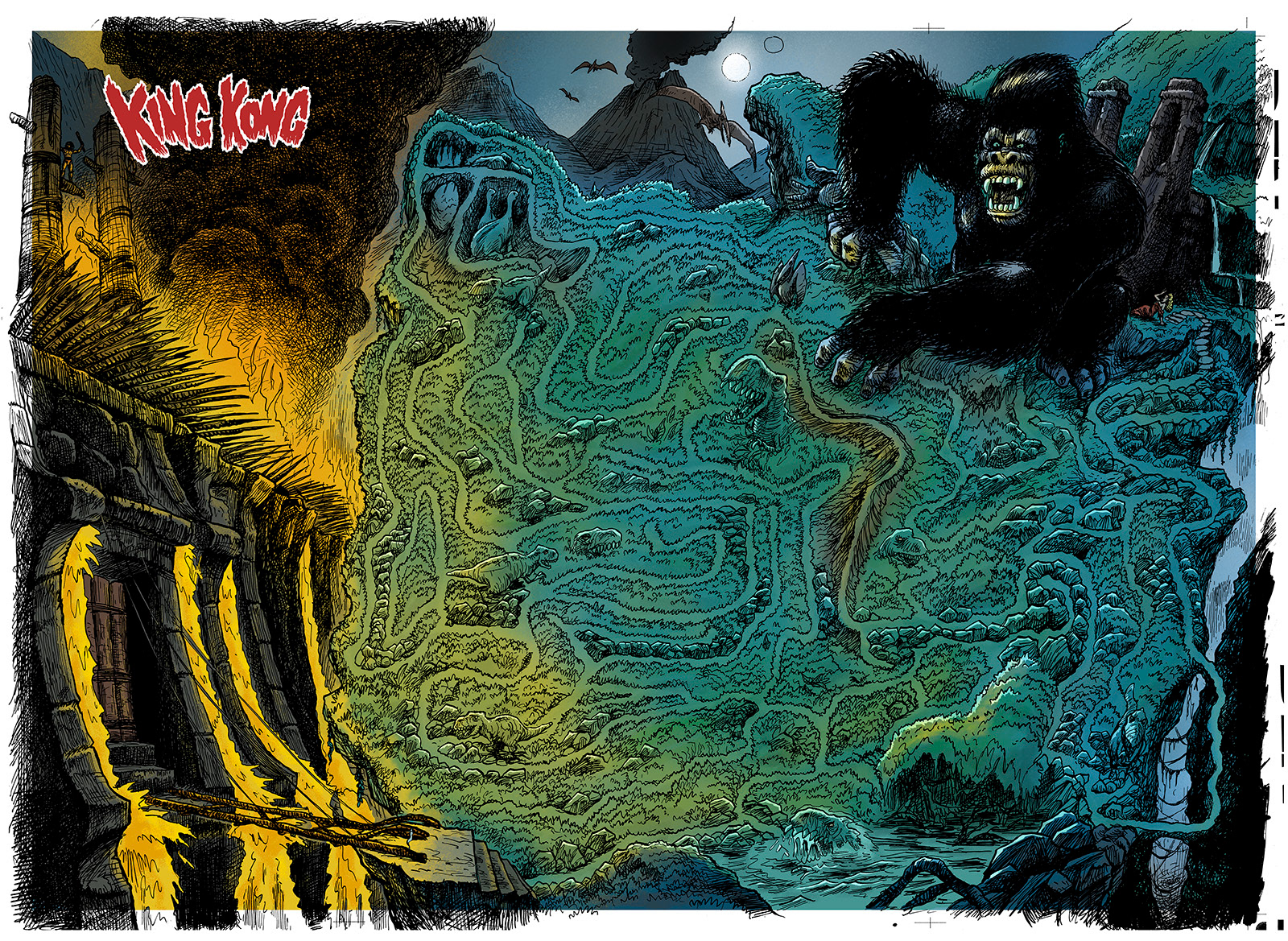 Horror, monstre, illustration, Miwer, tegning, drawings, bog, book, udgivelse, publishing, mazes, labyrinth, labyrint, findebog, Forlaget Carlsen , Michael Wettendorff