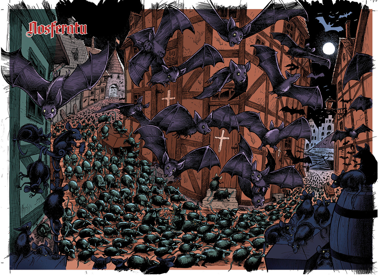 Horror, monstre, illustration, Miwer, tegning, drawings, bog, book, udgivelse, publishing, mazes, labyrinth, labyrint, findebog, Forlaget Carlsen , Michael Wettendorff