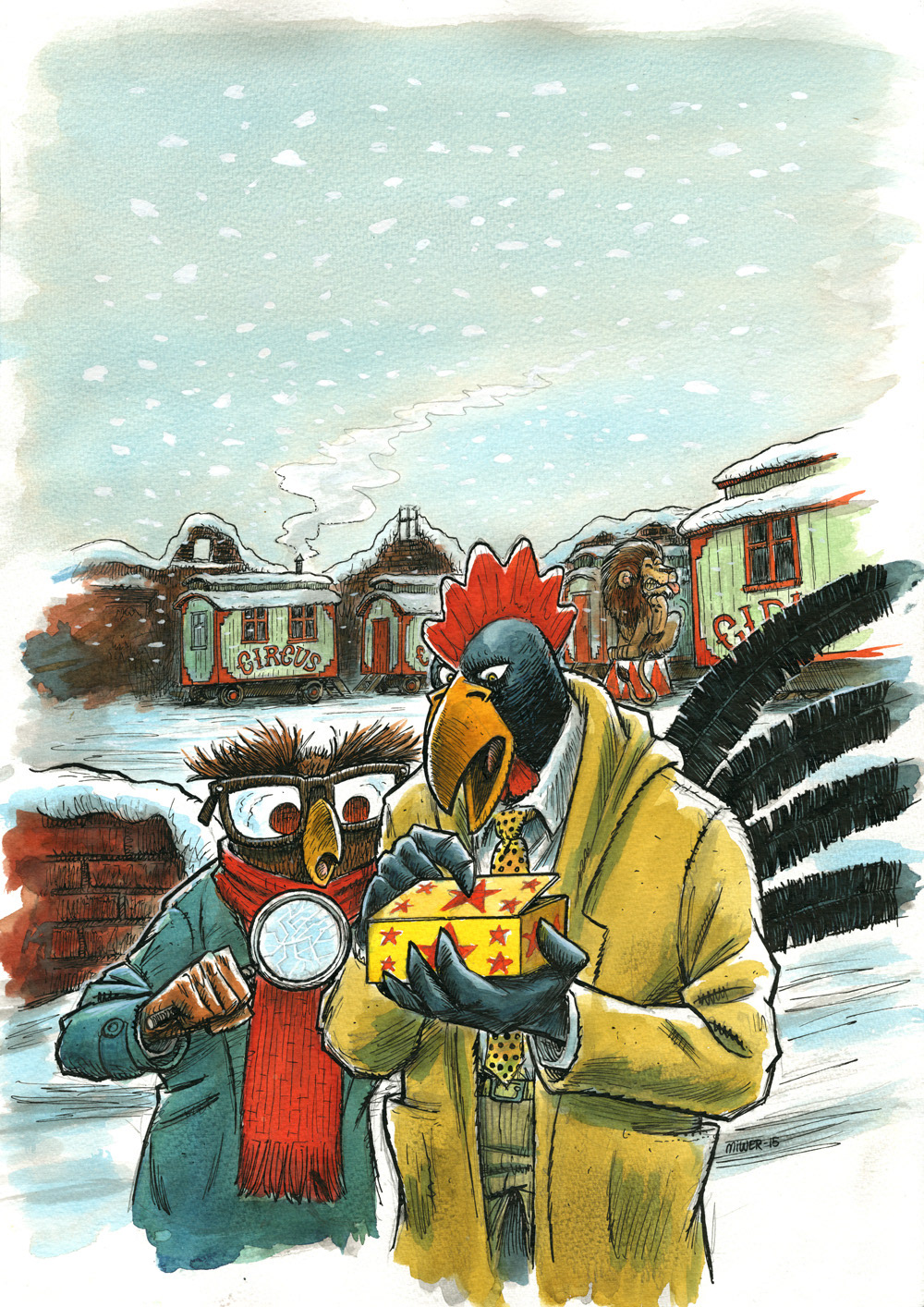 Illustration, Miwer, tegning, artwork, Pen, Ink, Char coal, kul, Tusch og pen, Hansi Hønegal, Henrik Einspor, Eckoline colors, Michael Wettendorff