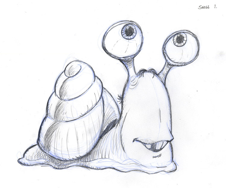 Nybolig, Nybolig snegle, snegle. illustration, artwork, character sketch, skitse, sketch, pencil, Miwer, Michael Wettendorff