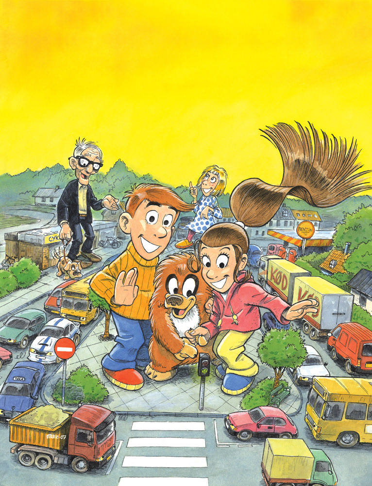 Børnenes Trafikklub, BTK, Miwer, Illustration, Rådet for sikker trafik, Tegning, børnebøger, SPLIT, Kasper, Thea, Drawings, Traffic club, Traffic, safety, Childrens books, plakater, posters, Michael Wettendorff,