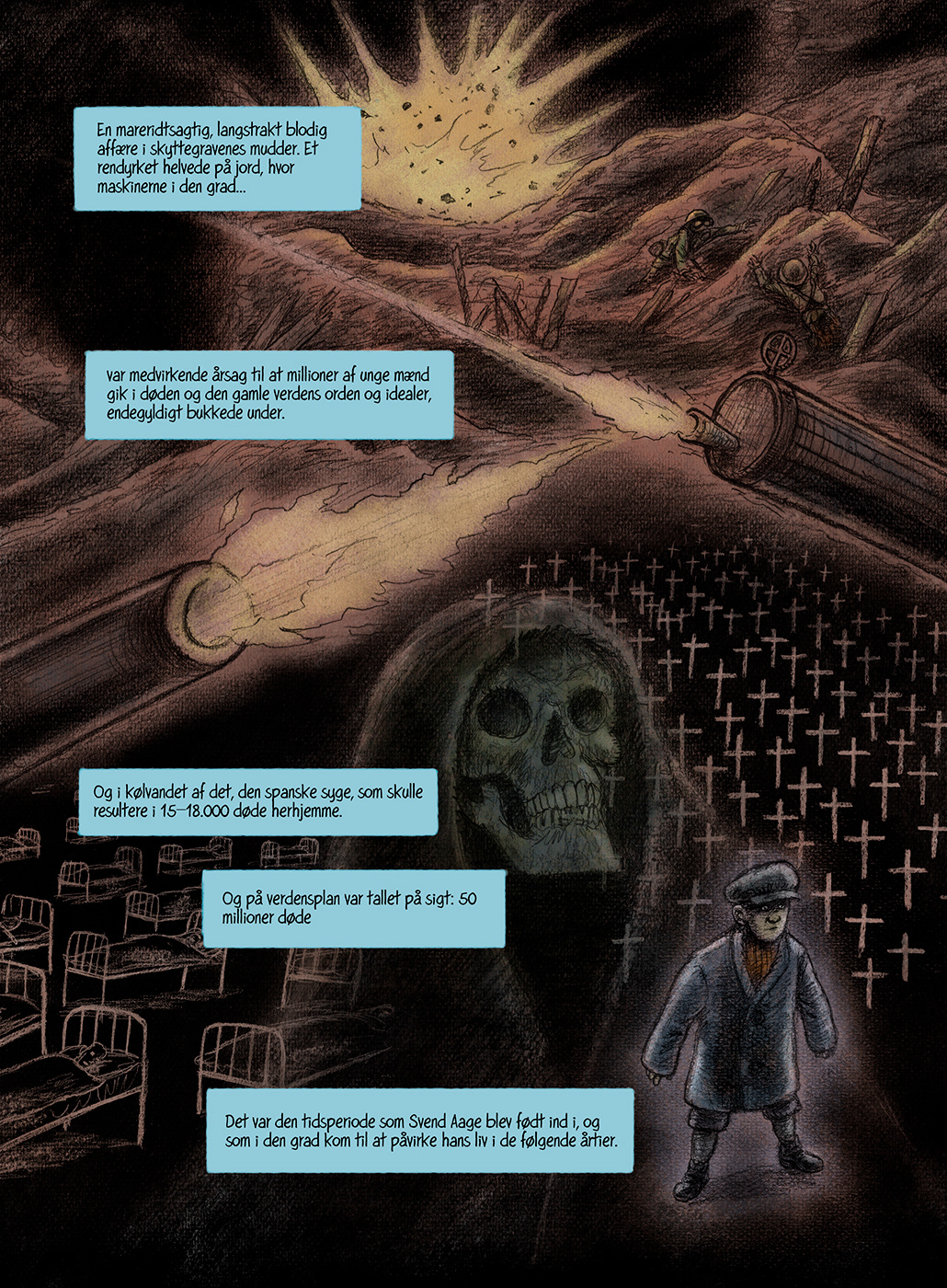 Illustration, pencil, blyant, kul, char coal, tegneserie, comic, tegneserie, spansih civil war, ww2, den spanske borgerkrig, Miwer, miwer, Michael Wettendorff, graphic novel
