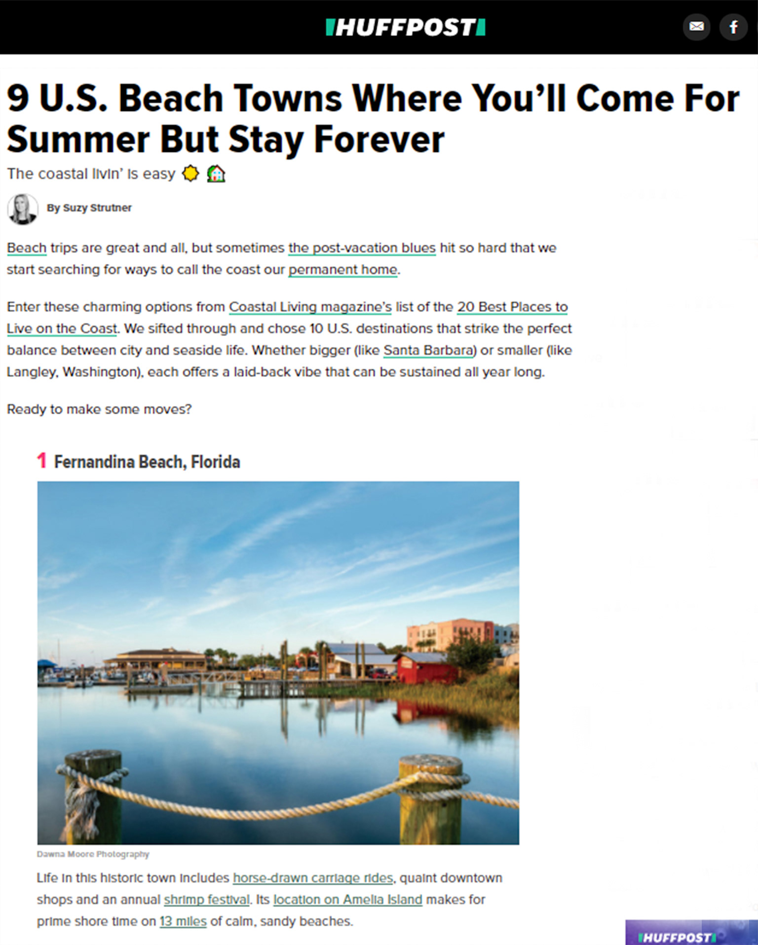 Huffington Post, 9 U.S. Beach Towns Where You'll Come for Summer But Stay Forever