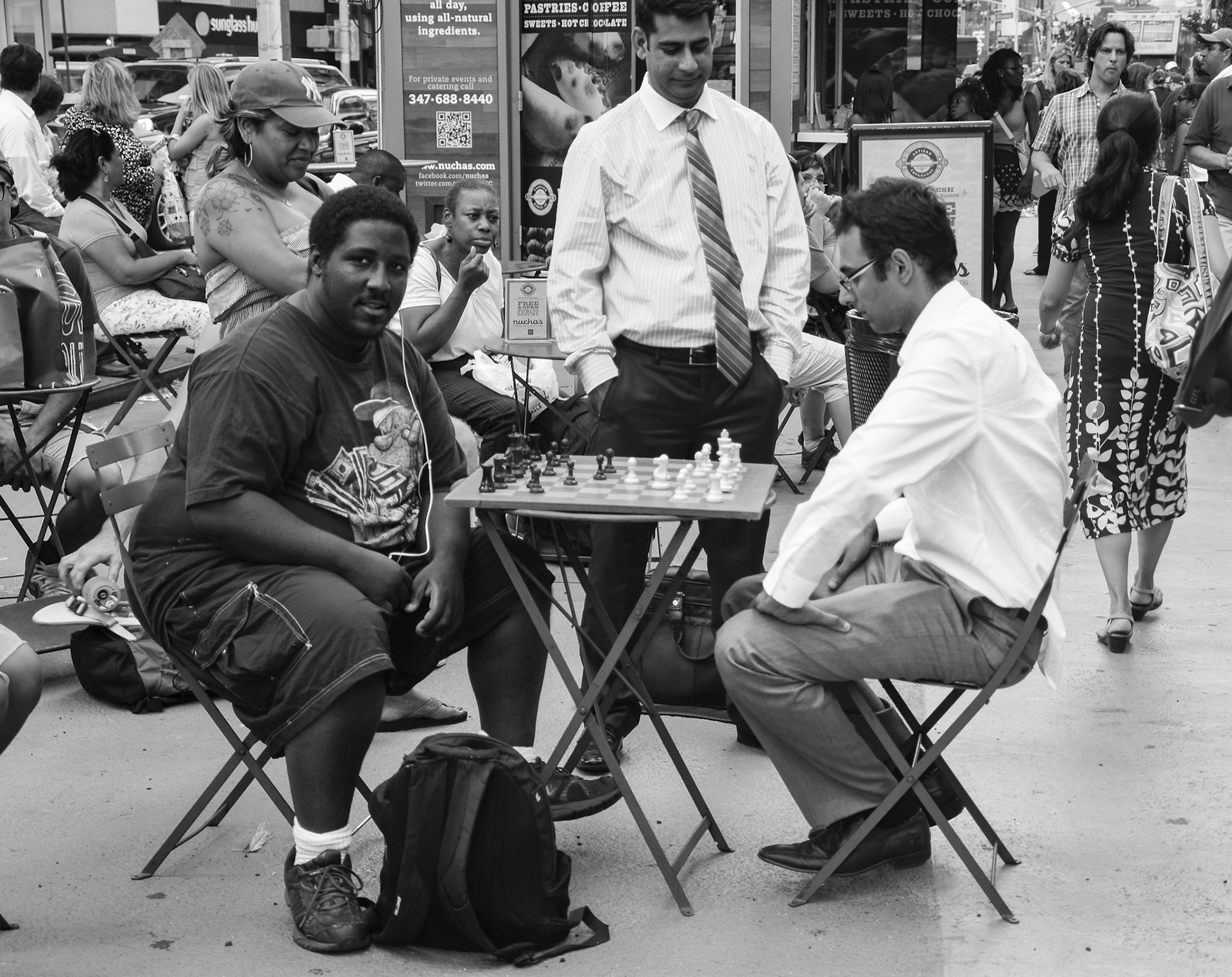 So I was challenged today for a chess game by the gentleman on left.